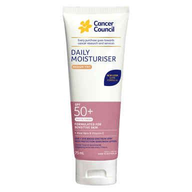 CANCER COUNCIL FACE SUNSCREEN MATT MED TINT TUBE SPF50+ 75ML