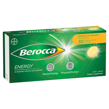 BEROCCA EFFERVESCENT MANGO AND ORANGE 30 TABLETS