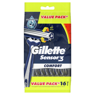 GILLETTE SENSOR 3 DISPOSABLE RAZORS 16 PACK