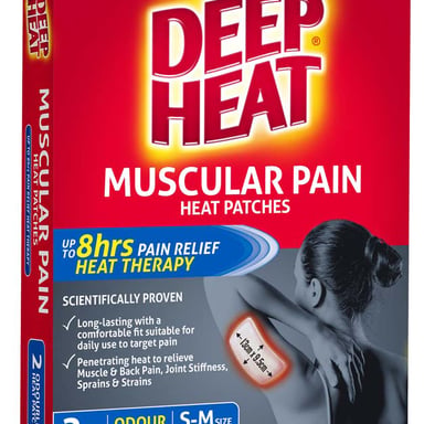 DEEP HEAT MUSCULAR PAIN SMALL-MEDIUM HEAT PATCHES 2 PACK