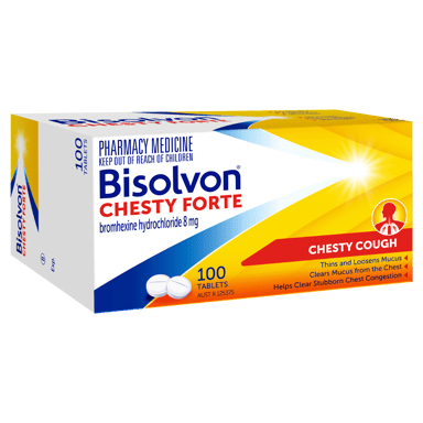 BISOLVON CHESTY FORTE 8MG 100 TABLETS