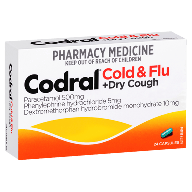 CODRAL COLD & FLU + DRY COUGH PE 24 CAPSULES