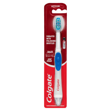 COLGATE TOOTHBRUSH OPTIC WHITE 360° POWER SONIC MEDIUM 1 PACK