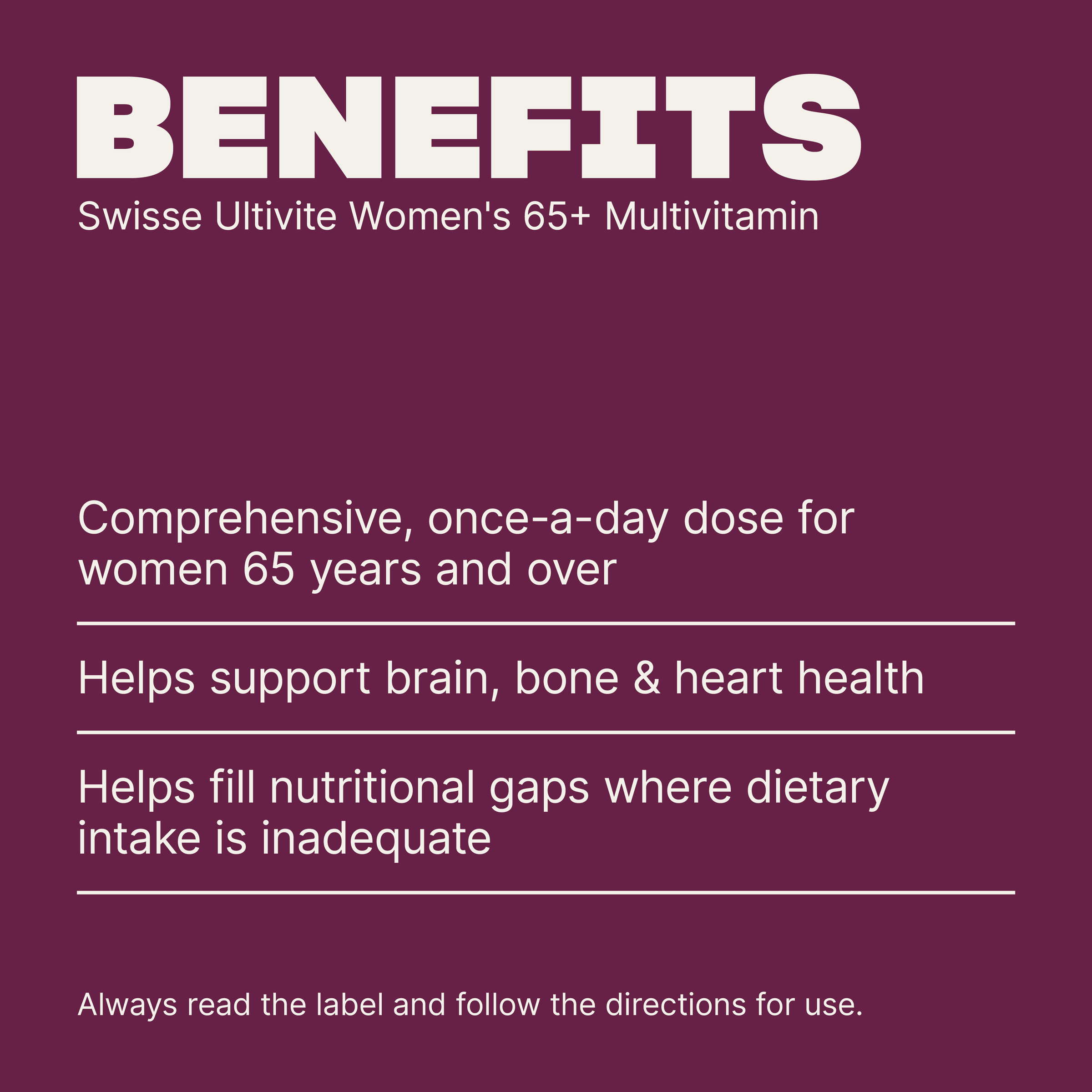 SWISSE ULTIVITE WOMEN 65+ TABLETS 60 - Image 3