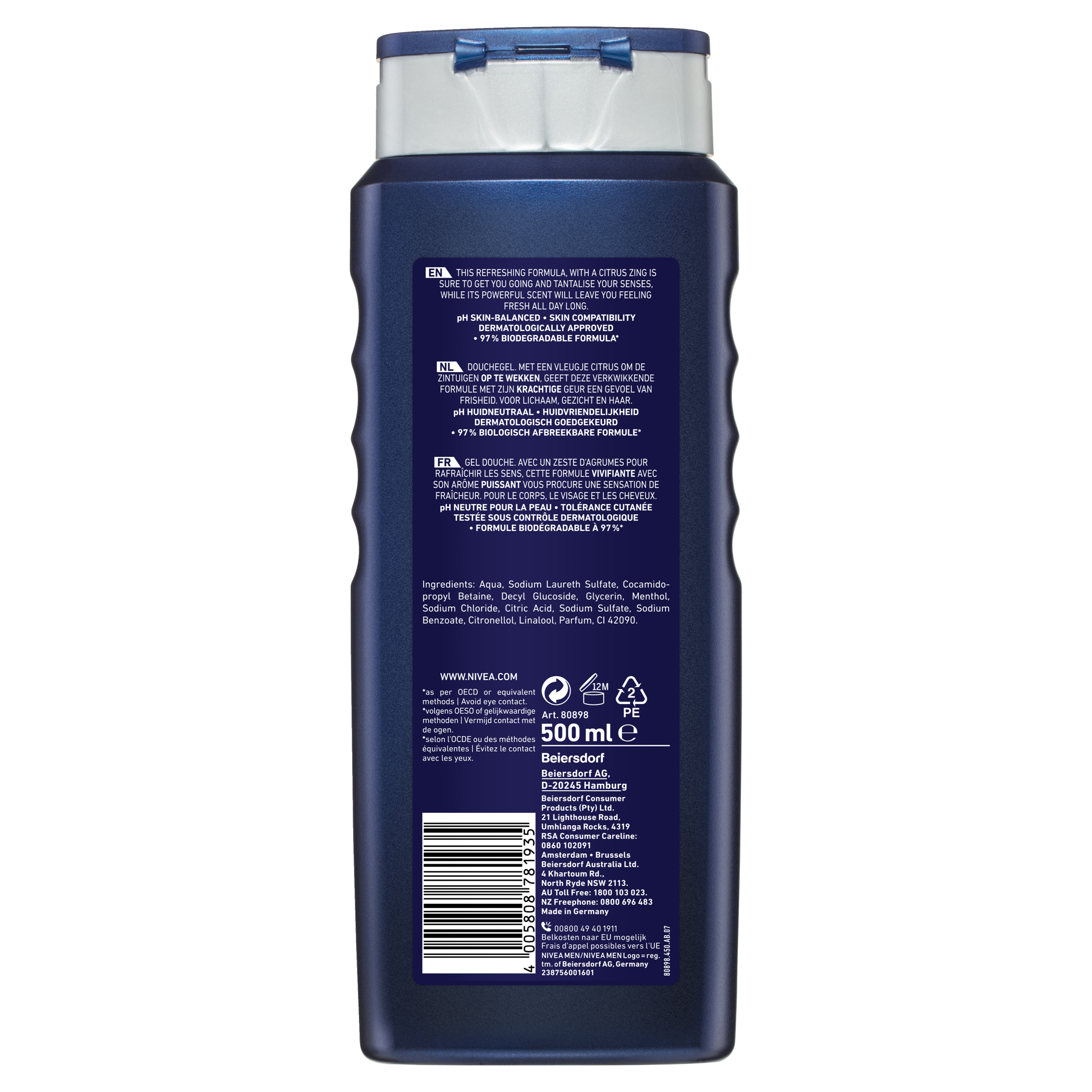 NIVEA MEN SHOWER GEL POWER REFRESH 500ML - Image 2