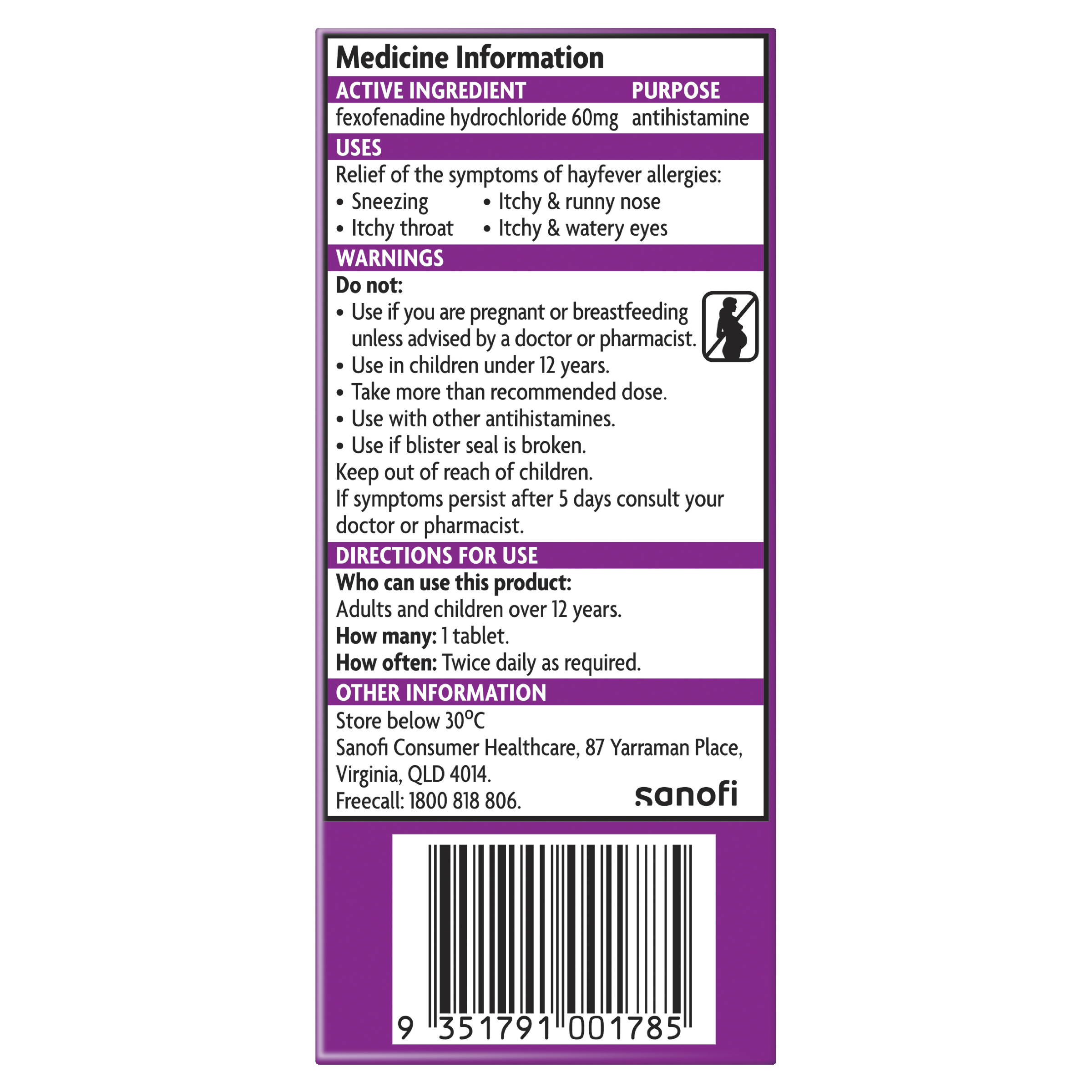 TELFAST 60MG 20 TABLETS - Image 2