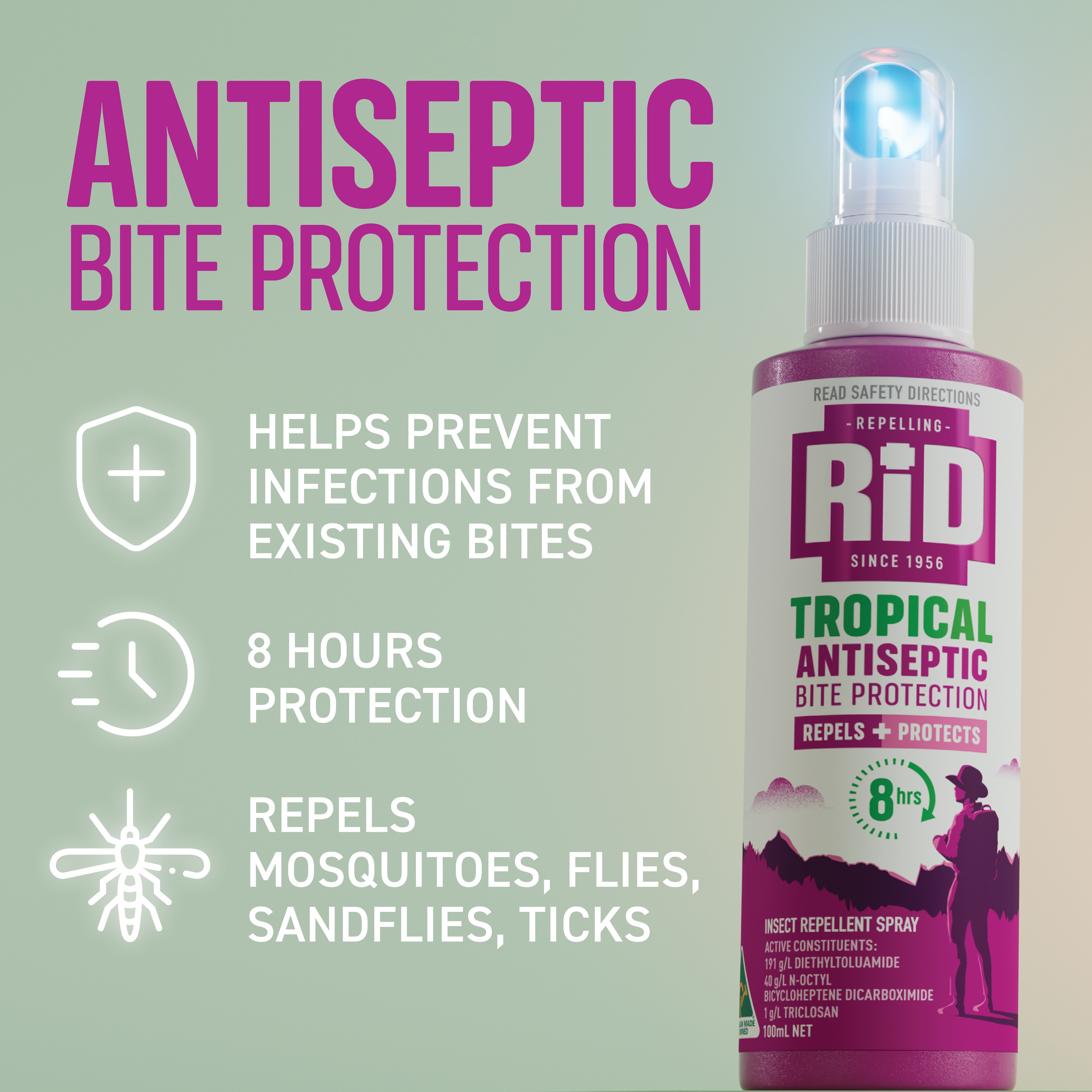 RID TROPICAL REPELLENT MEDI BITE PROTECT SPRAY 100ML - Image 5
