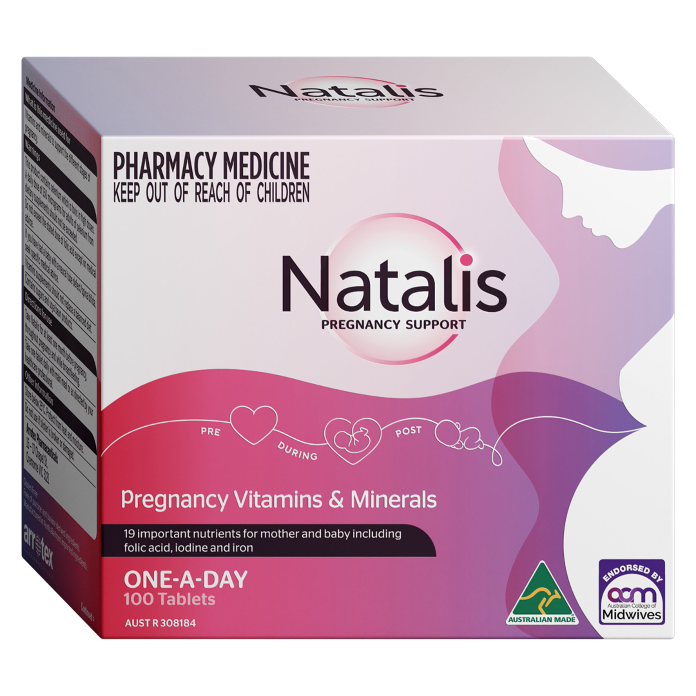 NATALIS PREGNANCY SUPPORT 100 TABLETS - Image 2