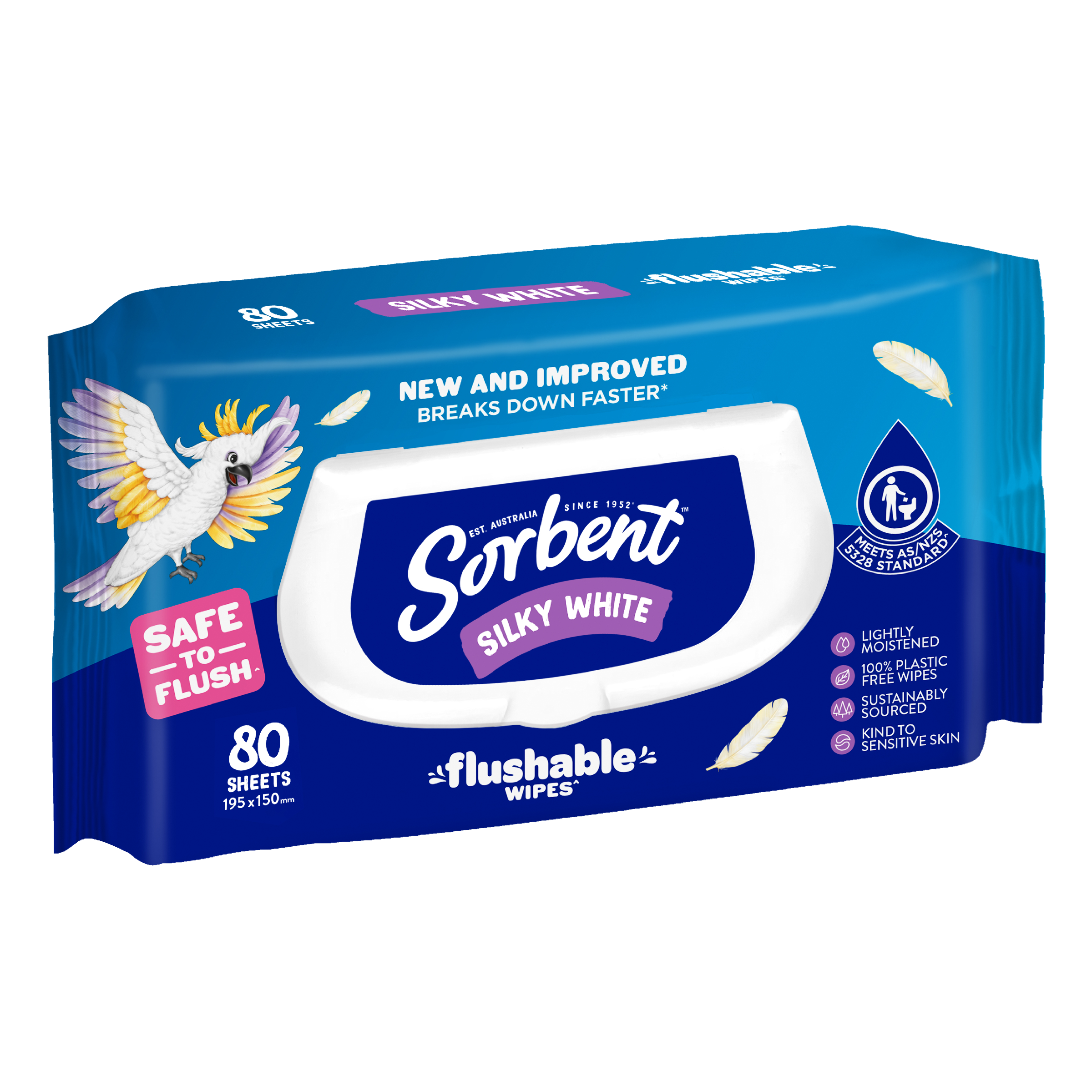 SORBENT FLUSH WIPES SILKY WHITE 80 PACK - Image 3