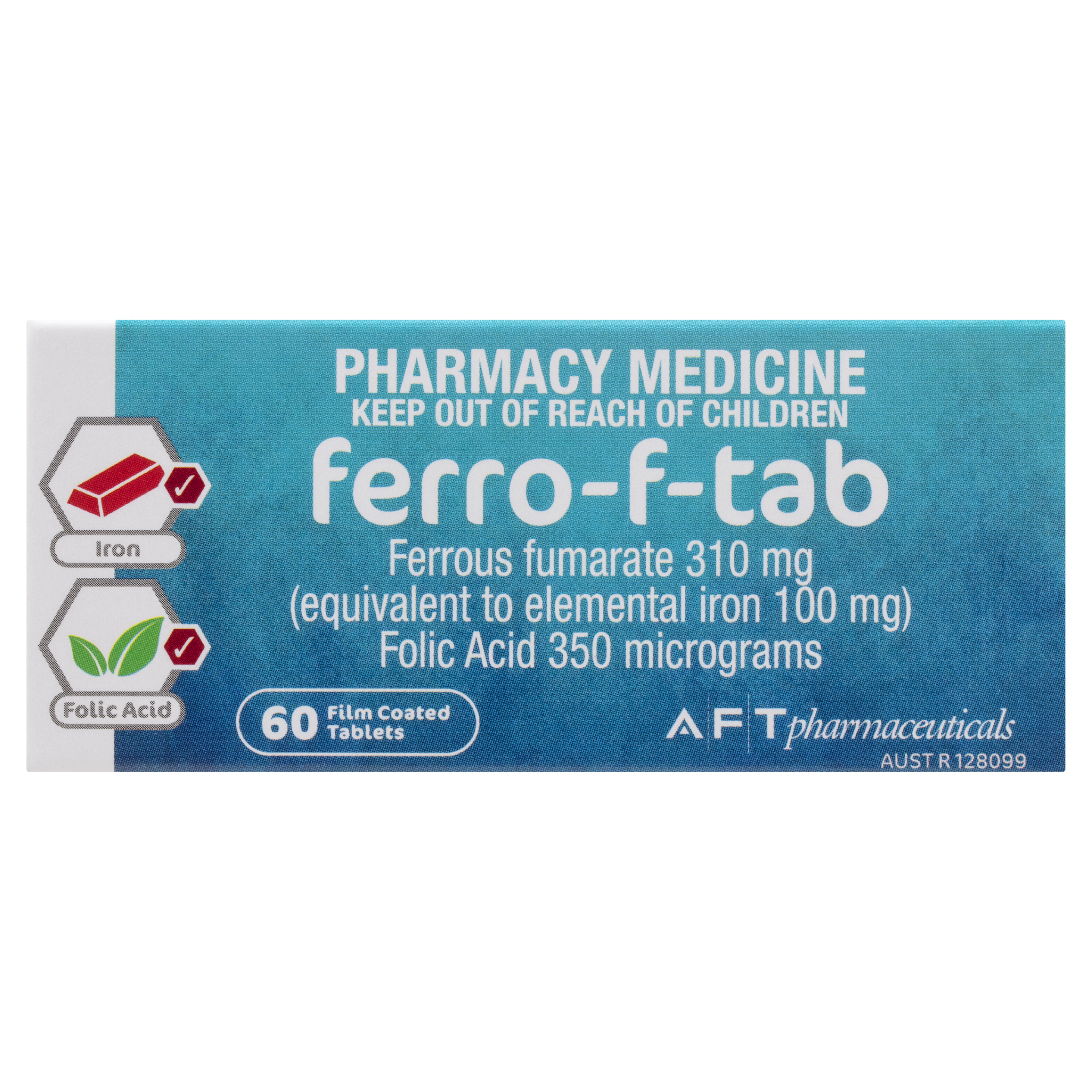 Ferro FERRO-F-TAB IRON & FOLIC ACID TABLETS 60 - Image 2