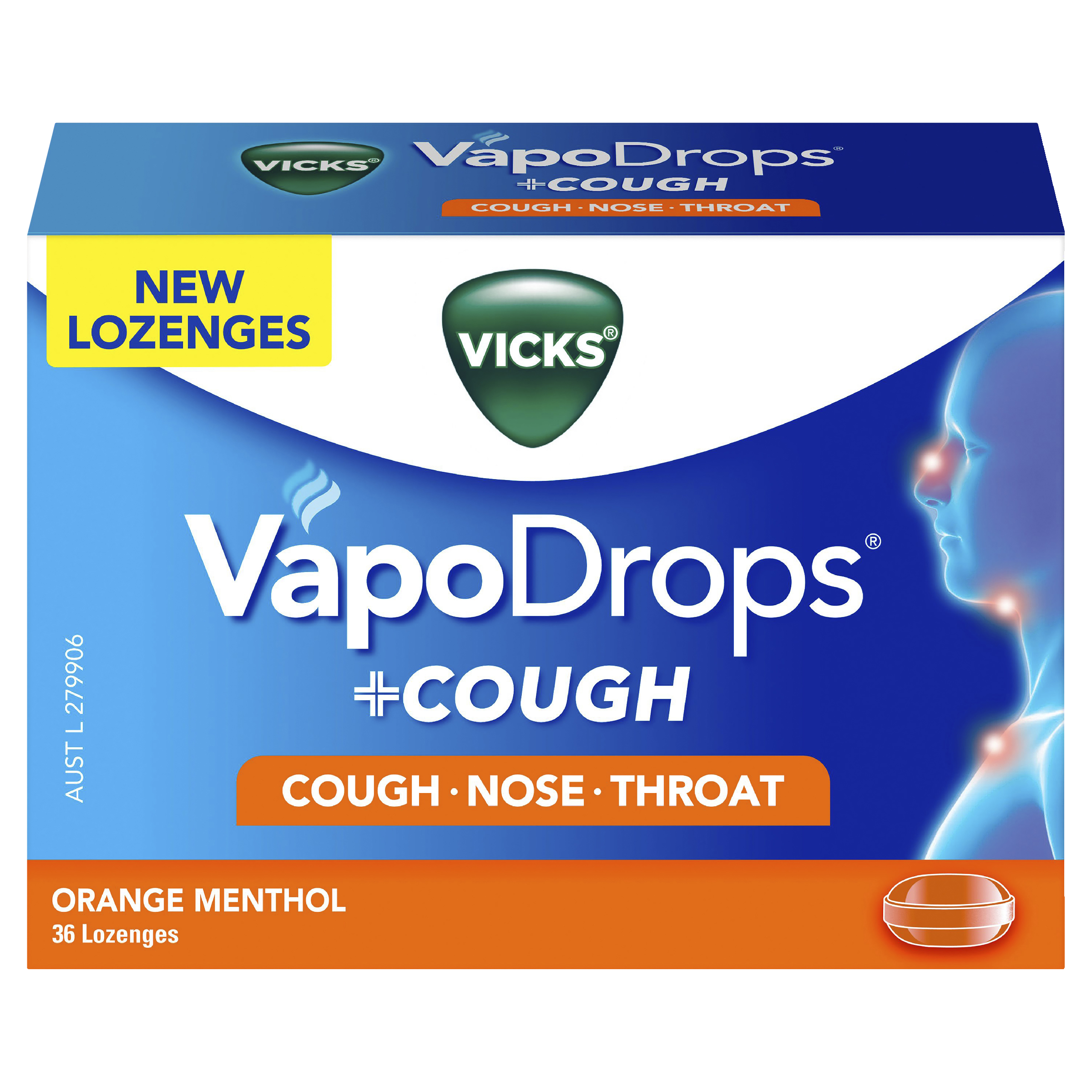 VICKS VAPODROPS+COUGH ORANGE MENTHOL 36 PACK - Image 3