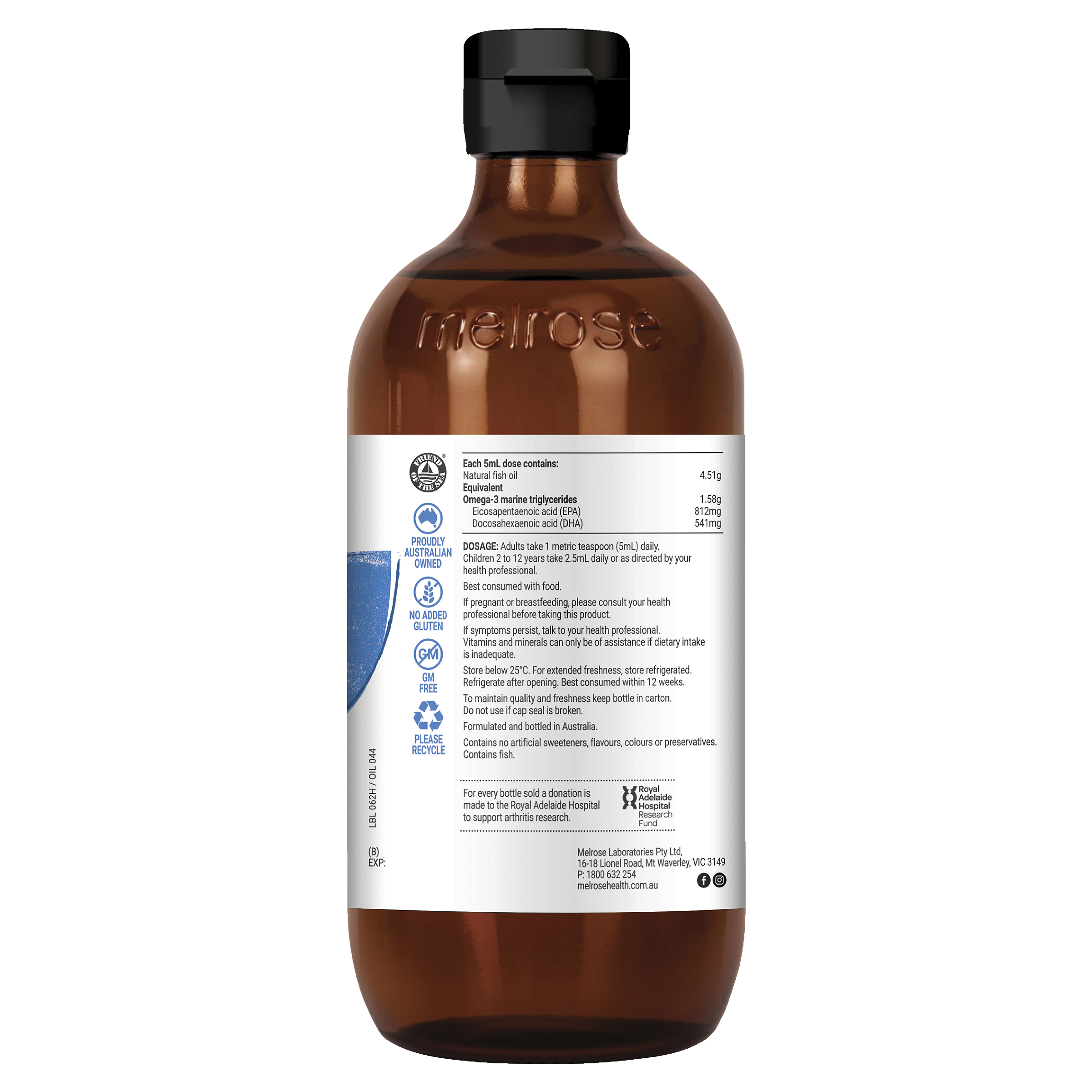 MELROSE FISH OIL LIQUID 500ML - Image 2