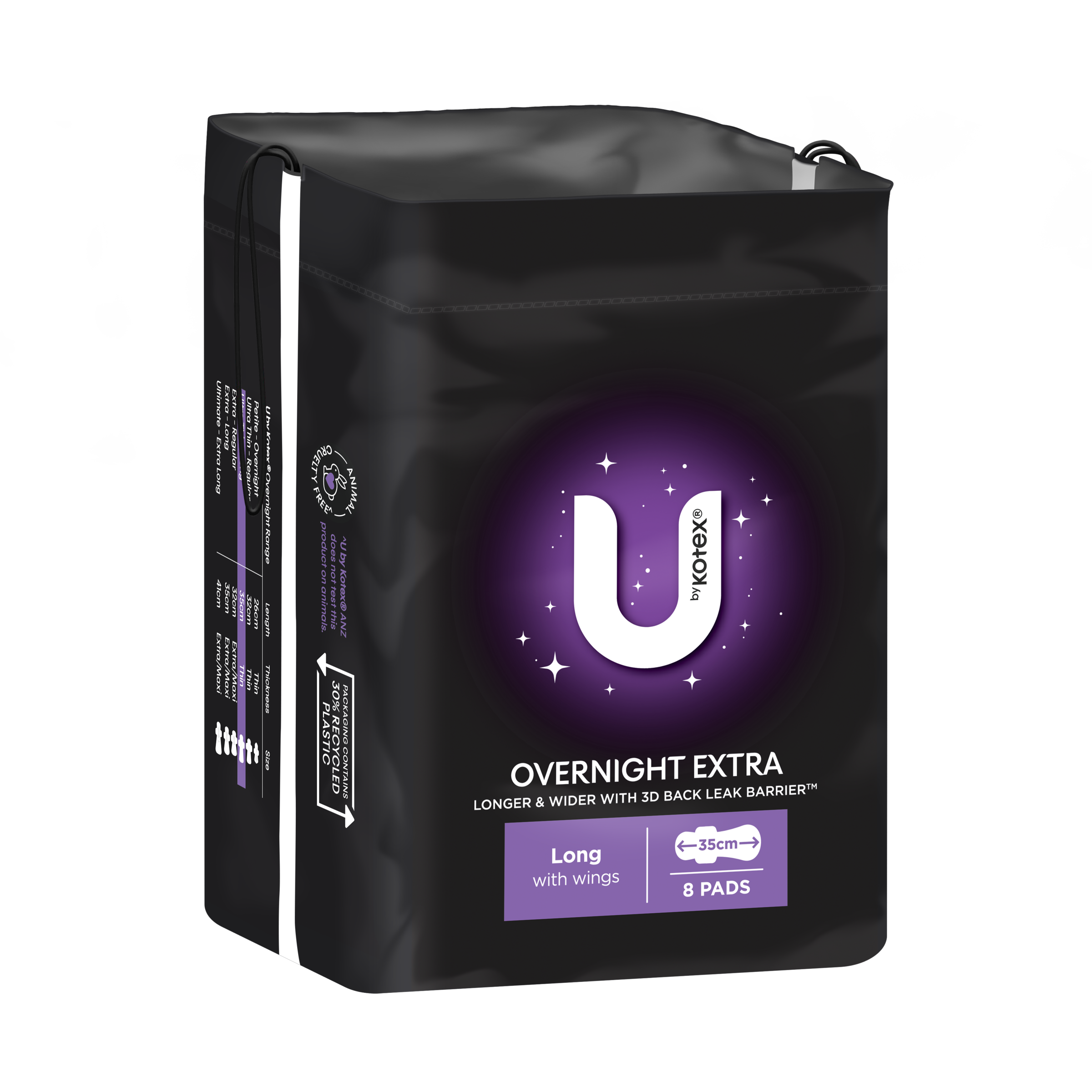 U BY KOTEX PADS EXTRA OVERNIGHT LONG WINGS 8 PACK