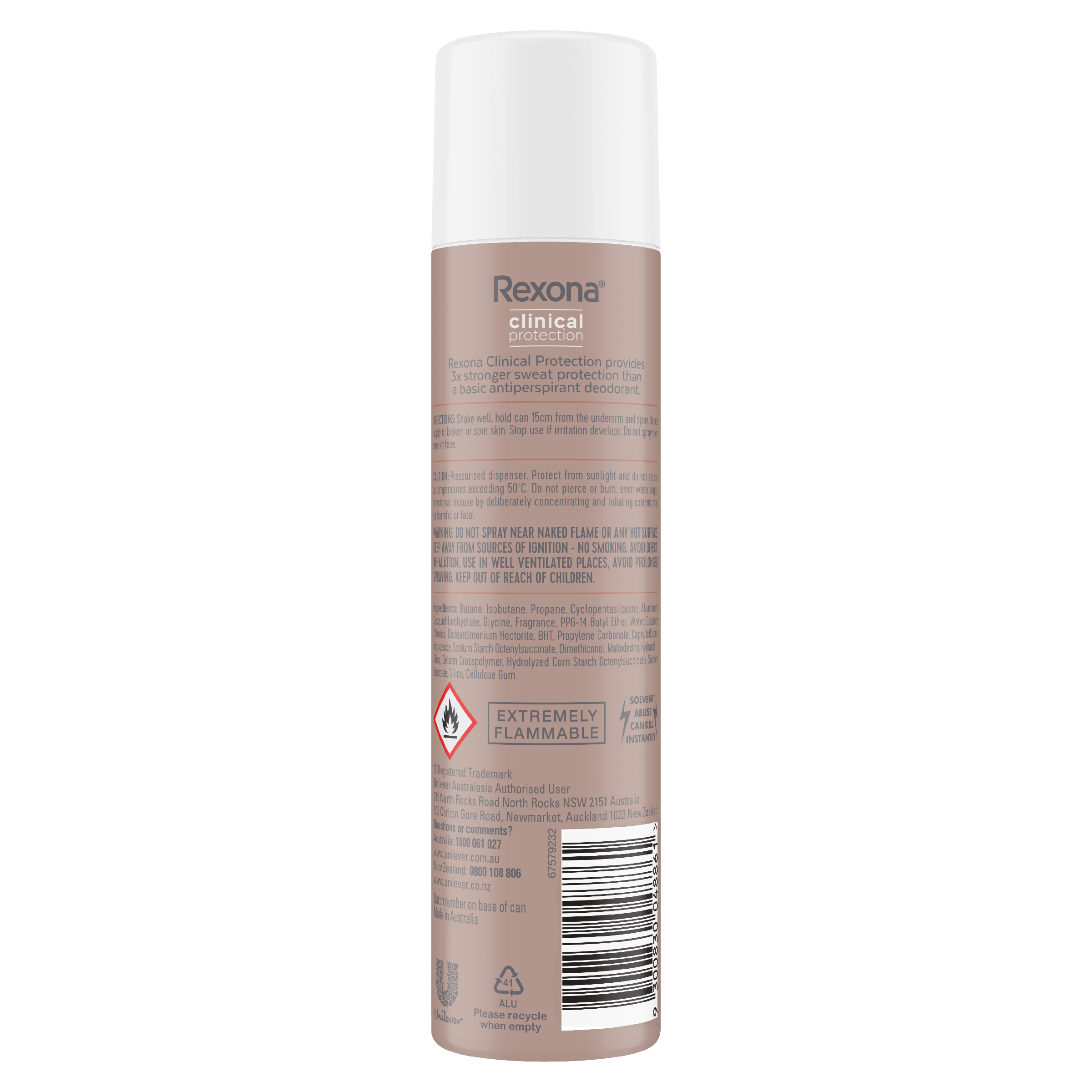 REXONA WOMEN CLINICAL ANTIPERSPIRANT SHOWER CLEAN 96HR 180ML - Image 2
