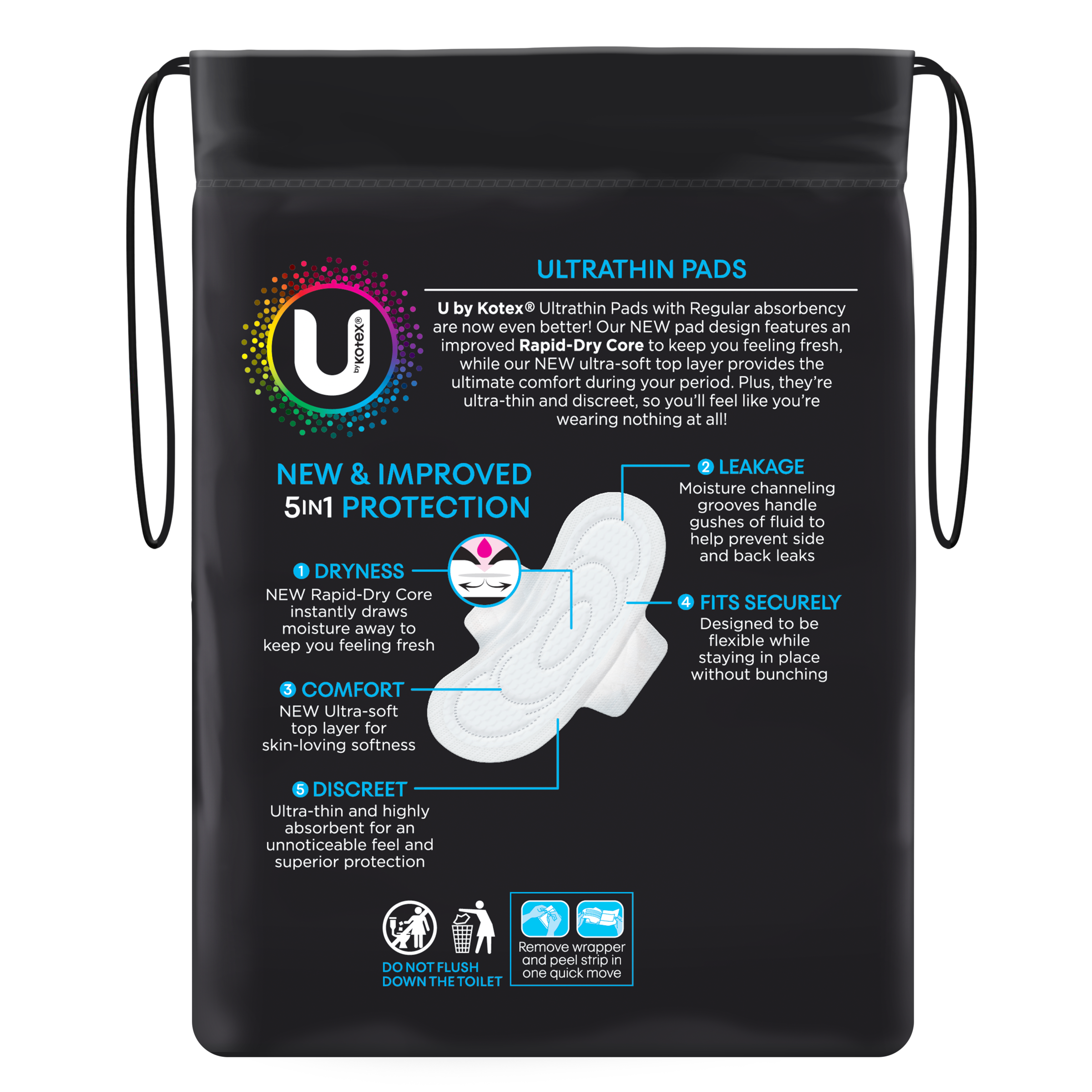 U BY KOTEX PADS ULTRATHIN REGULAR WINGS 14 PACK