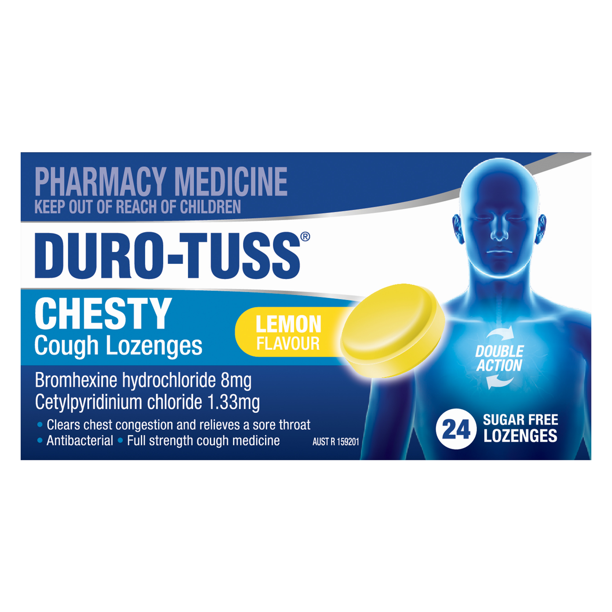 DURO-TUSS CHESTY COUGH LEMON SUGAR FREE 24 LOZENGES - Image 2