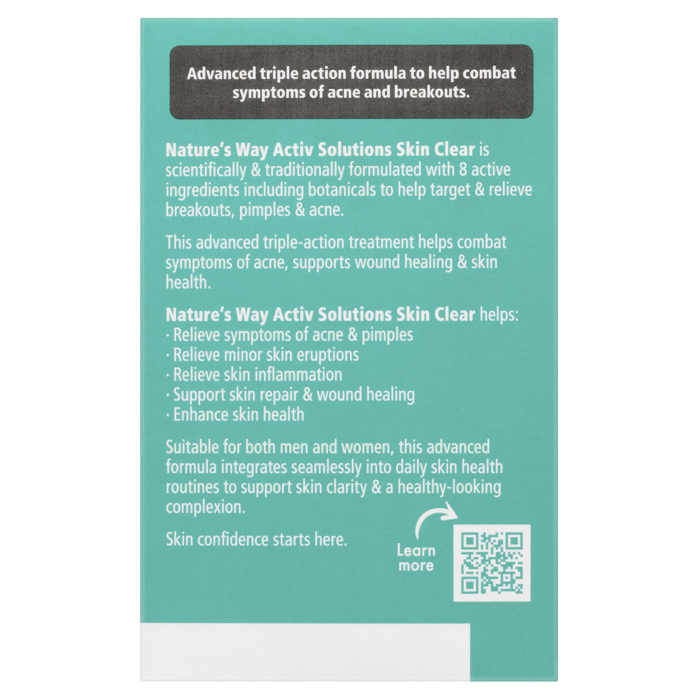NATURES WAY ACTIVE SOLUTIONS SKIN CLEAR 60 TABLETS - Image 2