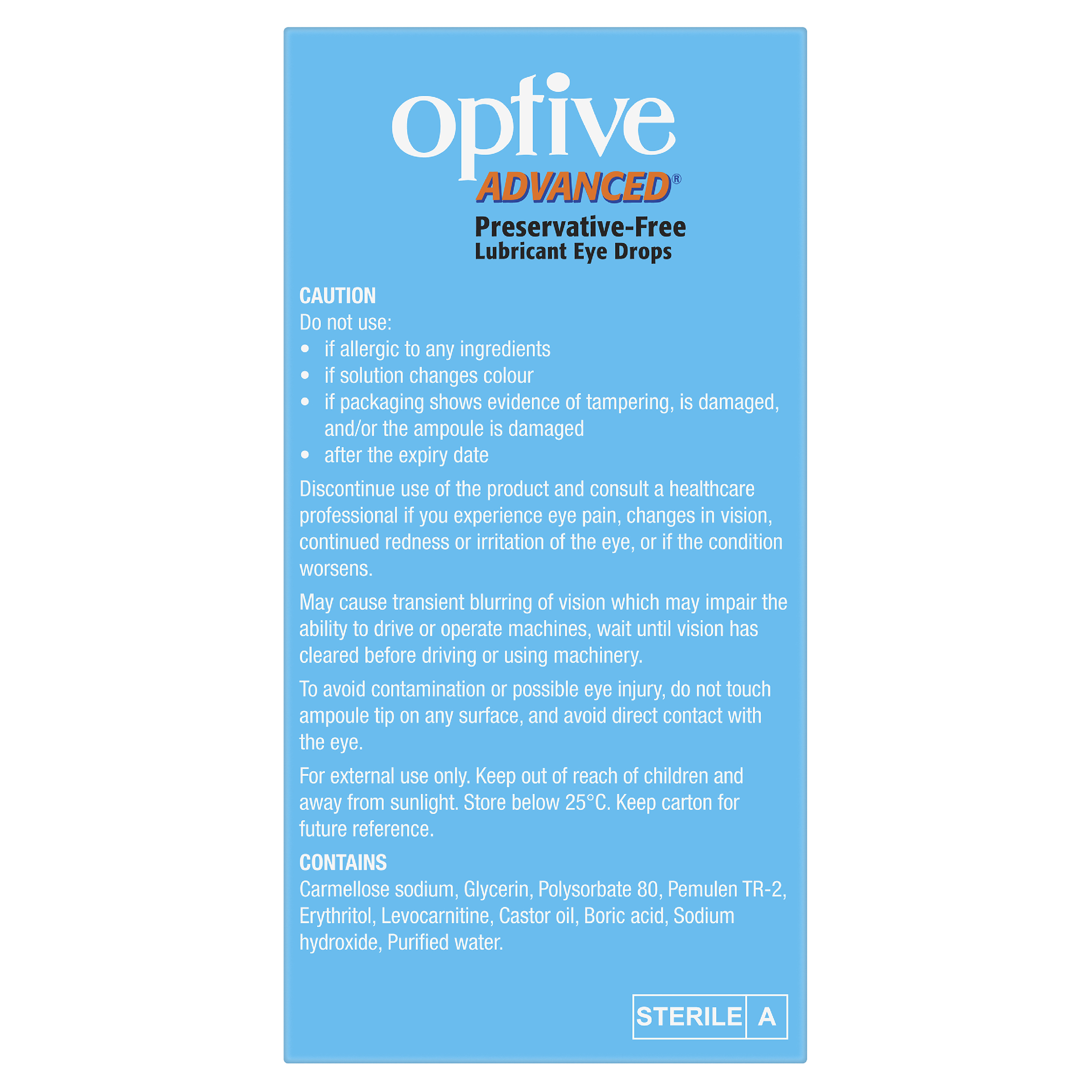 OPTIVE ADVANCED LUBRICANT EYE DROPS  0.4ML 30 PACK - Image 3