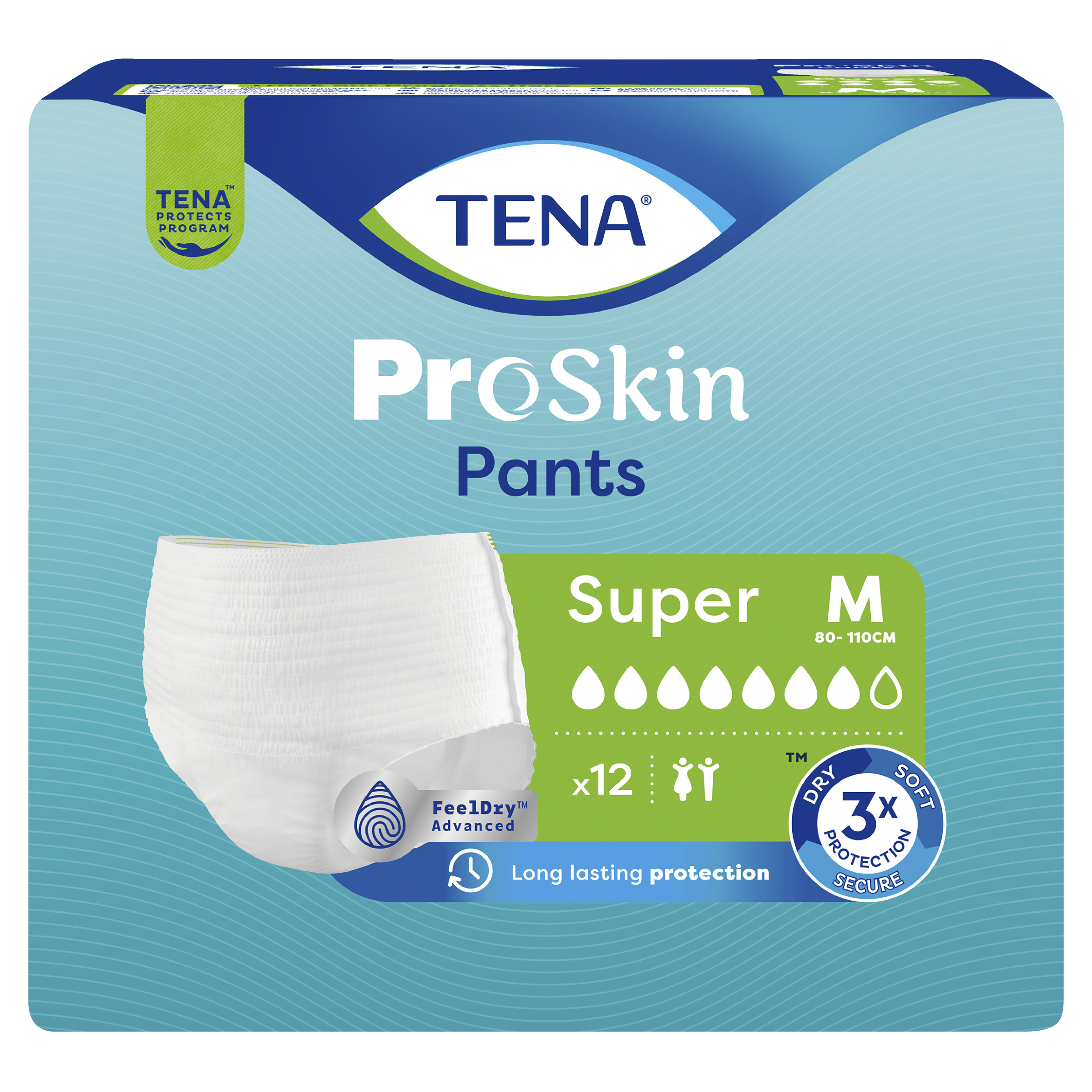 TENA PROSKIN UNISEX PANTS 7D SUPER MEDIUM 12 PACK
