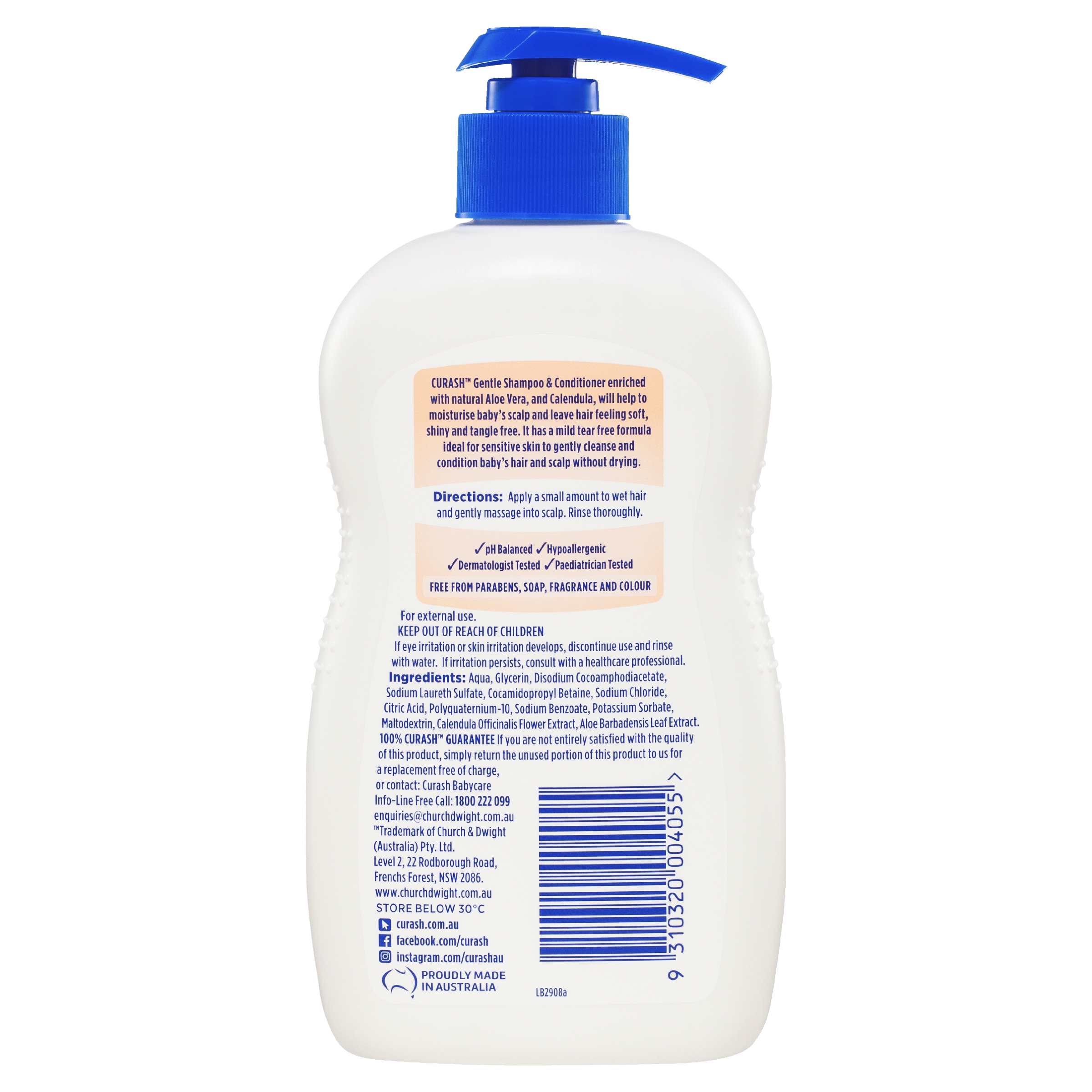 CURASH BABYCARE GENTLE SHAMPOO & CONDITIONER PUMP 400ML - Image 2