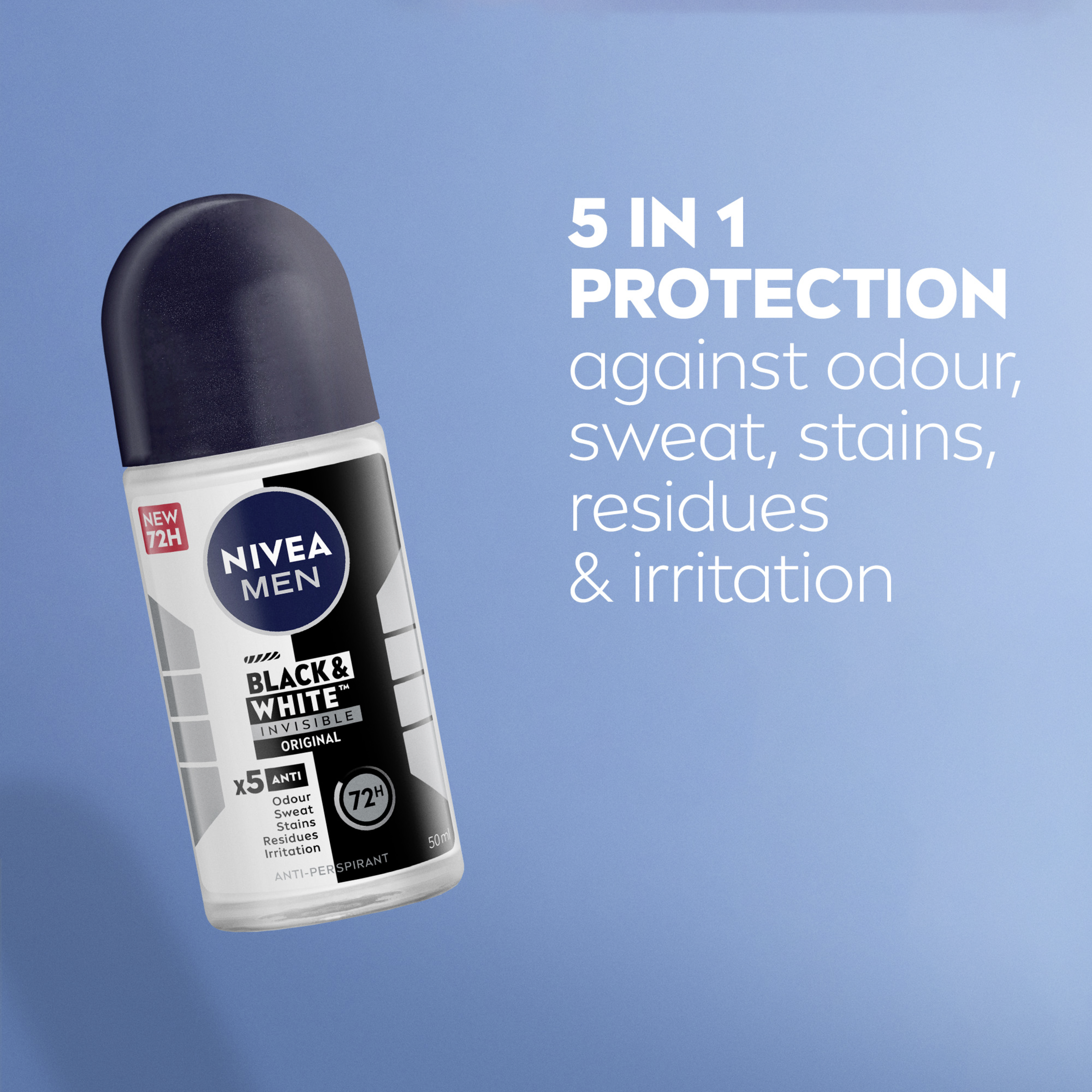 NIVEA MEN ANTIPERSPIRANT B&W INVISIBLE ORIGINAL 48H ROLL ON 50ML - Image 6