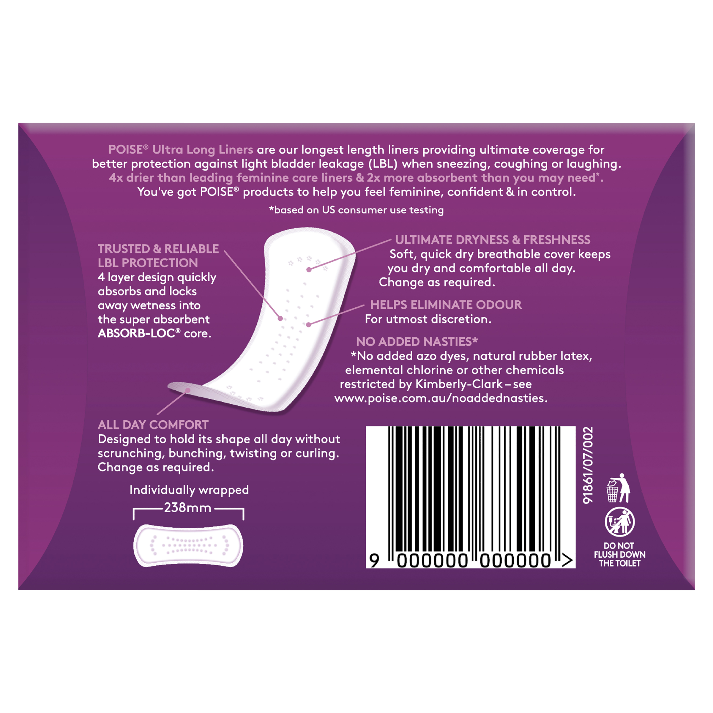 POISE 3-IN-1 LINER ULTRA LONG 2.5D 20 PACK - Image 4