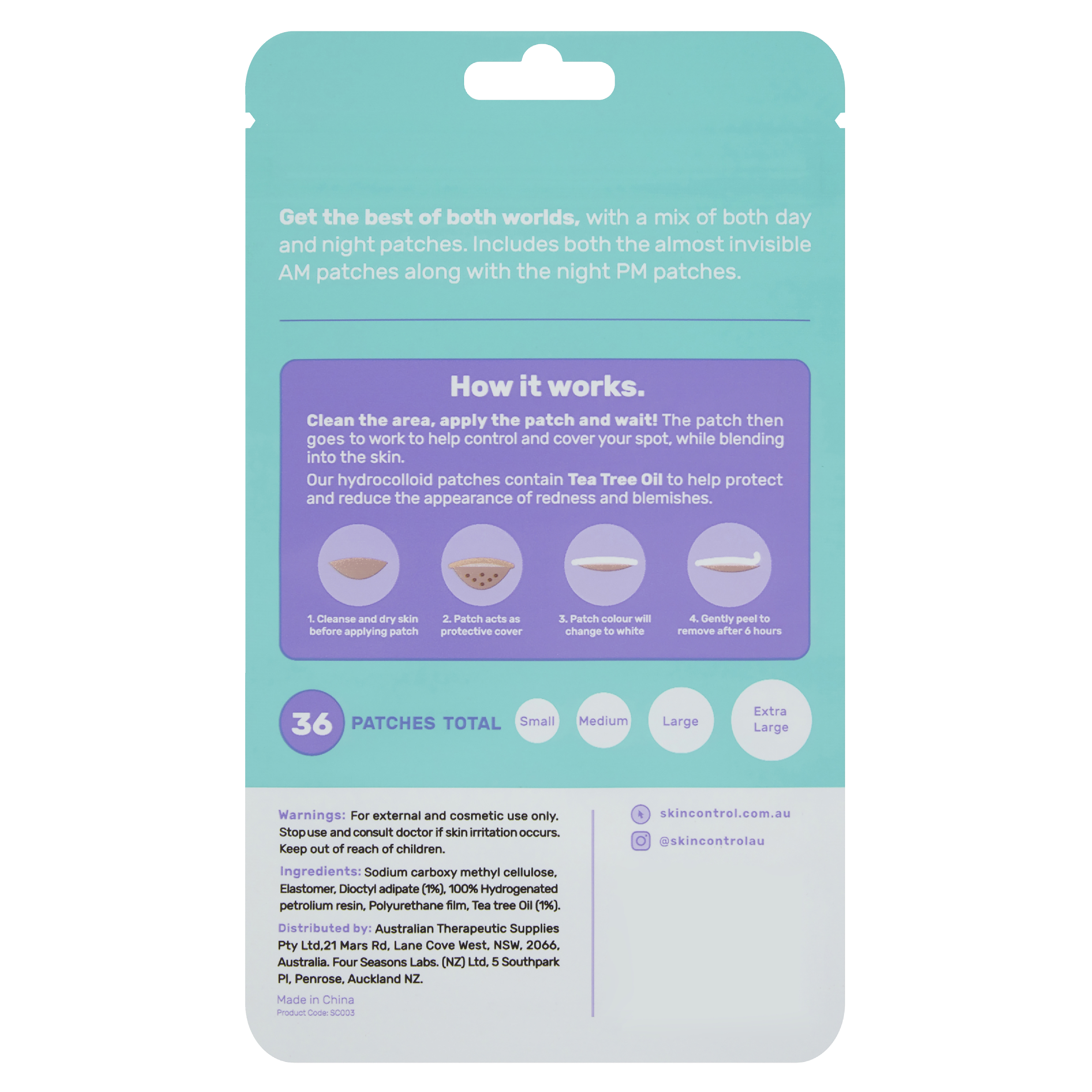 SKIN CONTROL PIMPLE PATCH AM & PM MIXED 36 PACK - Image 2