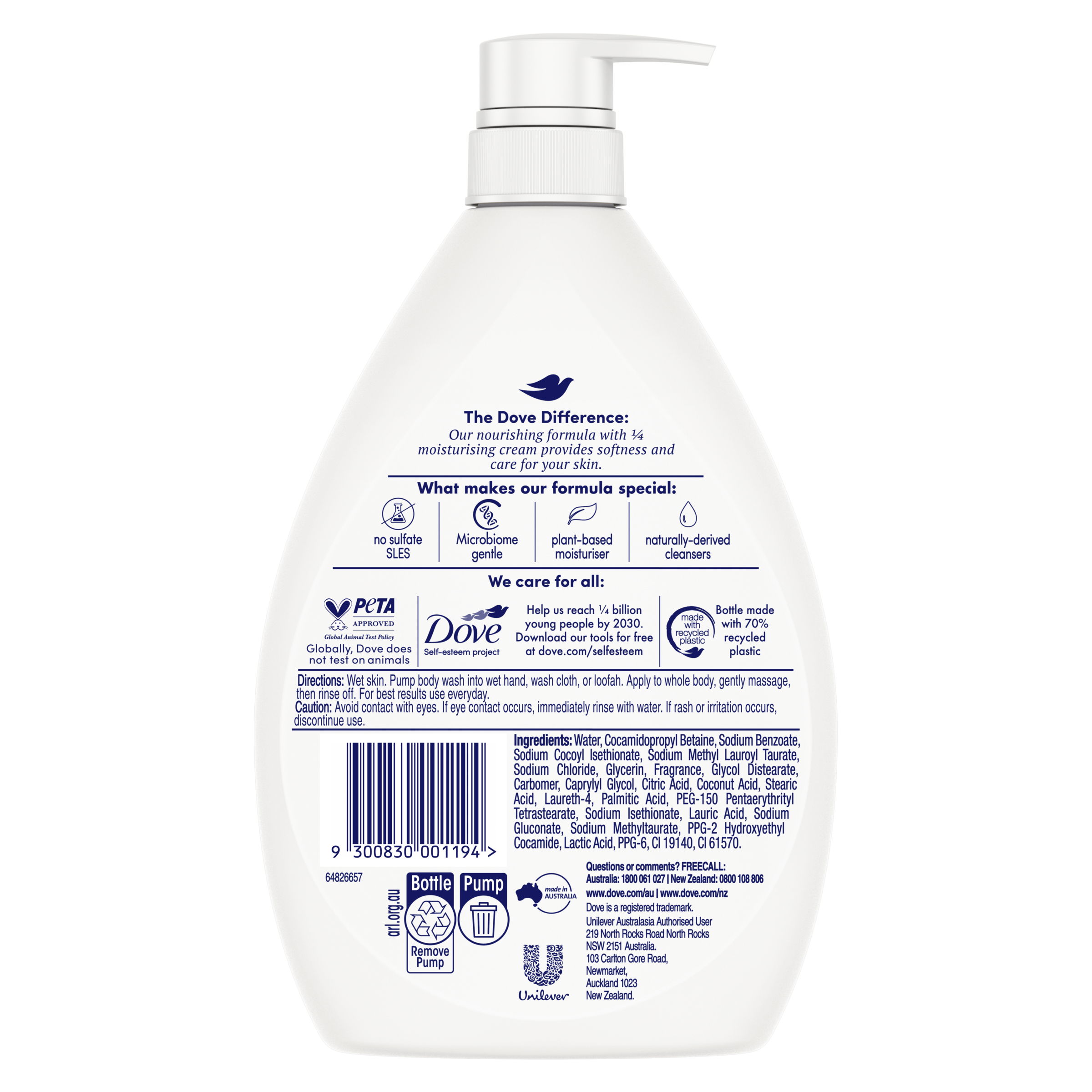 DOVE BODY WASH FRESH TOUCH 1 LITRE - Image 2