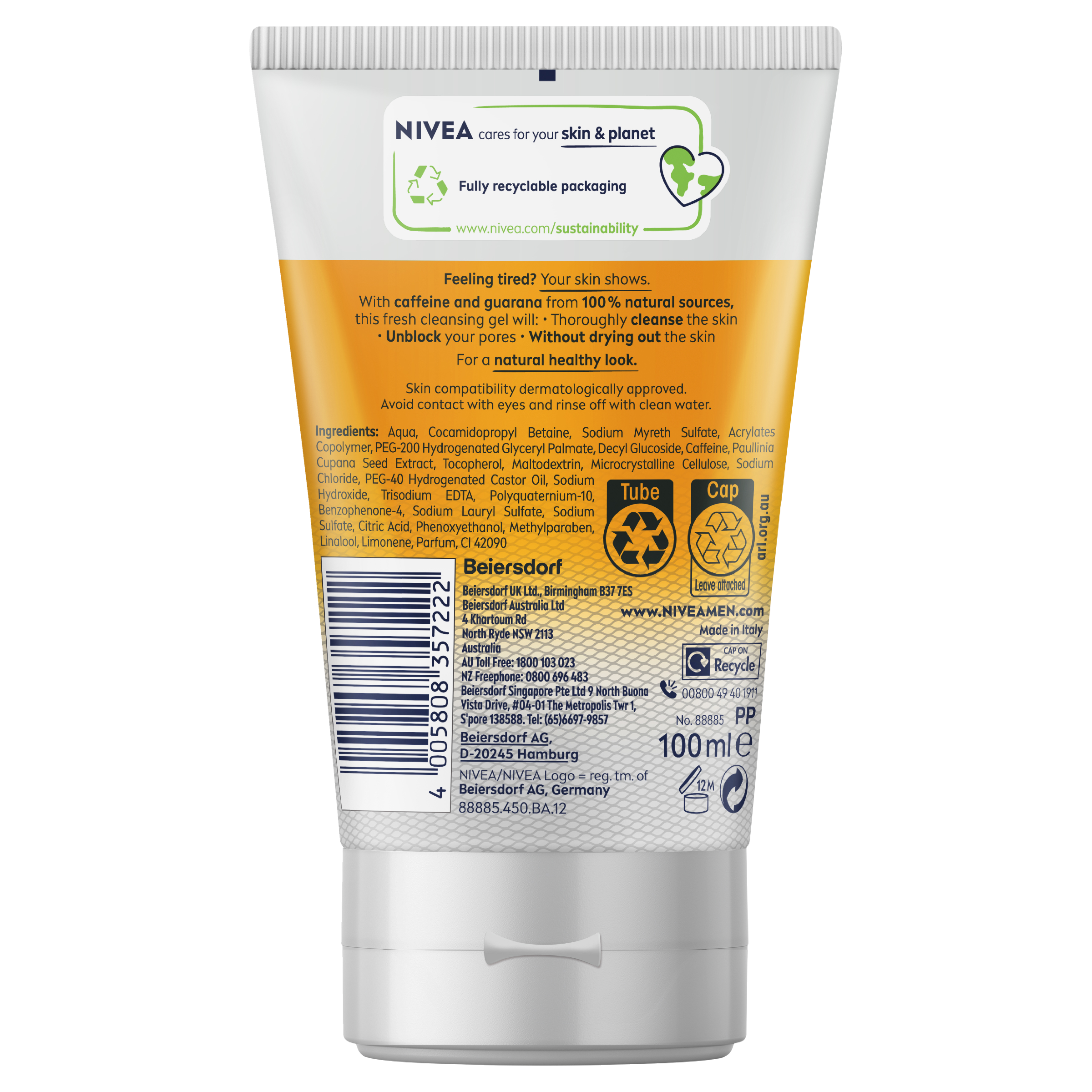 NIVEA MEN ACTIVE ENERGY FACE WASH 100ML - Image 2