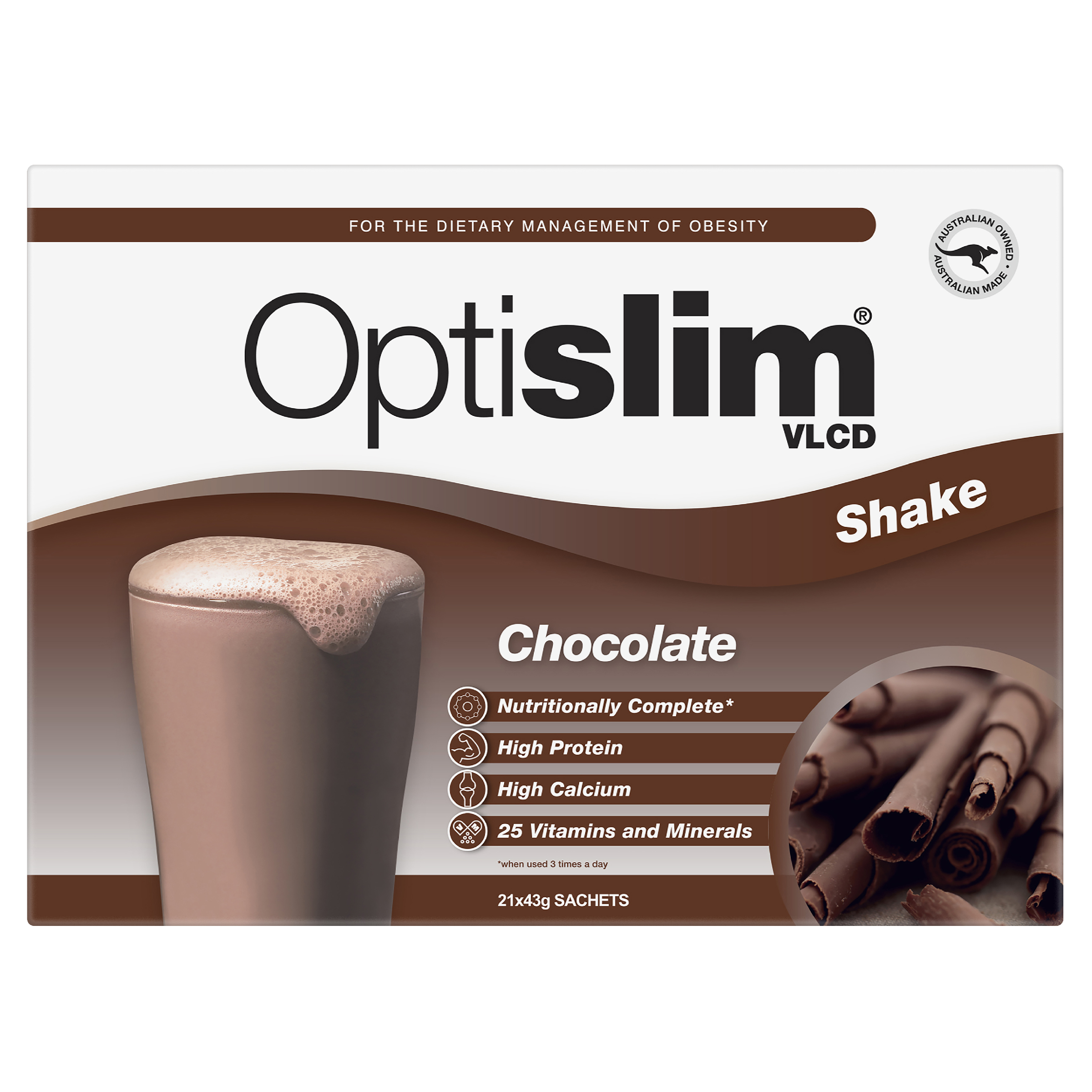 OPTISLIM VLCD SHAKE CHOCOLATE 43G 21 PACK - Image 2