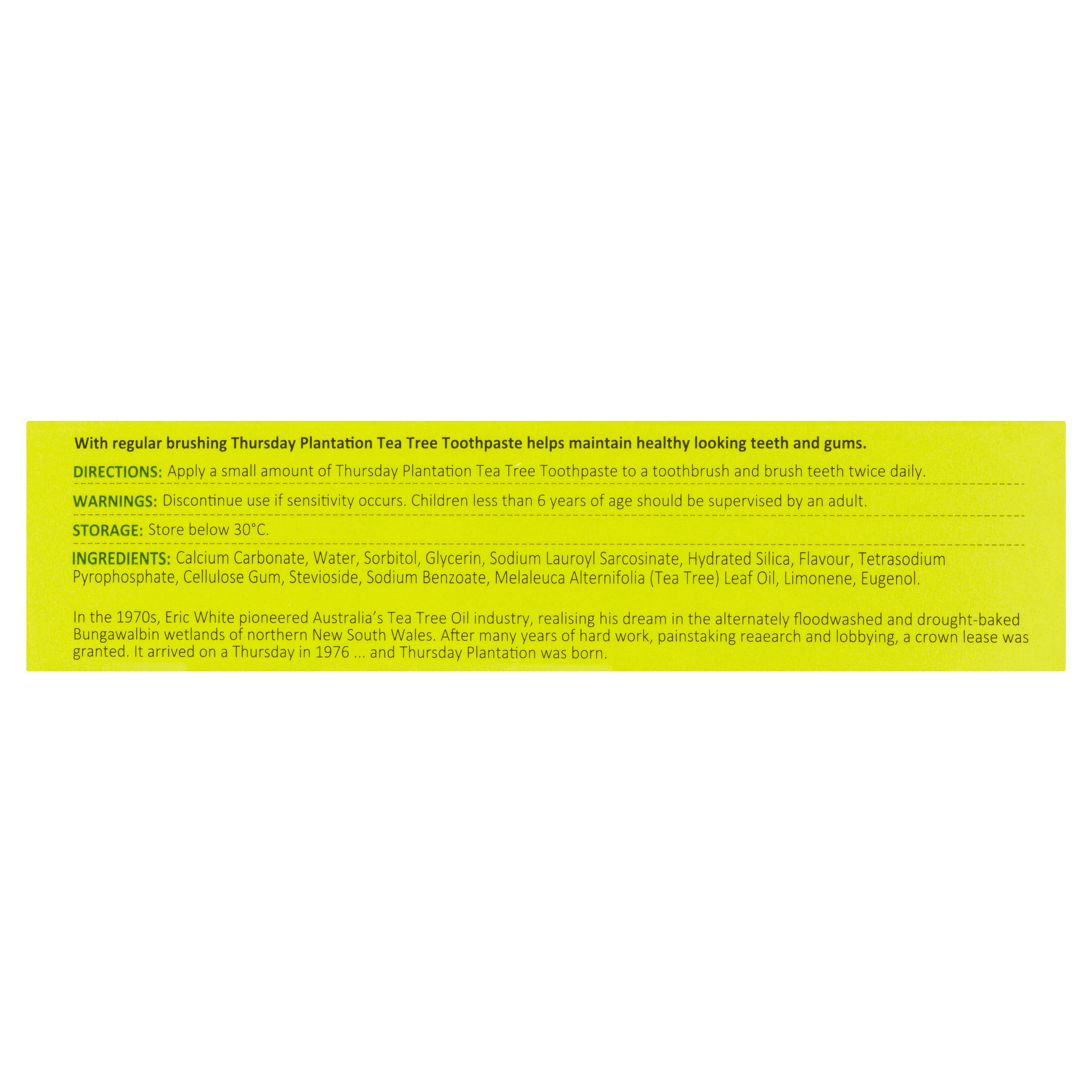 THURSDAY PLANTATION NATURAL TOOTHPASTE TEA TREE OIL 110G - Image 4