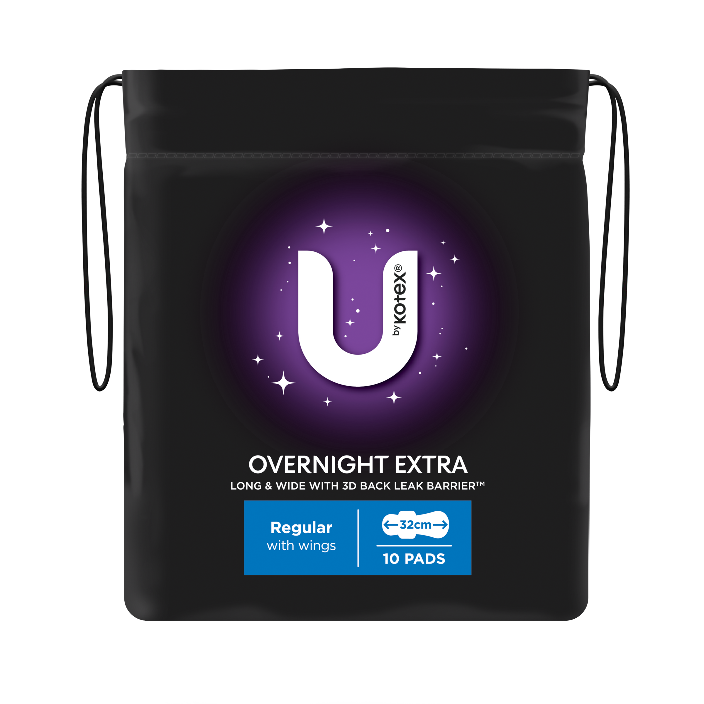 U BY KOTEX PADS EXTRA OVERNIGHT REGULAR WINGS 10 PACK - Image 2