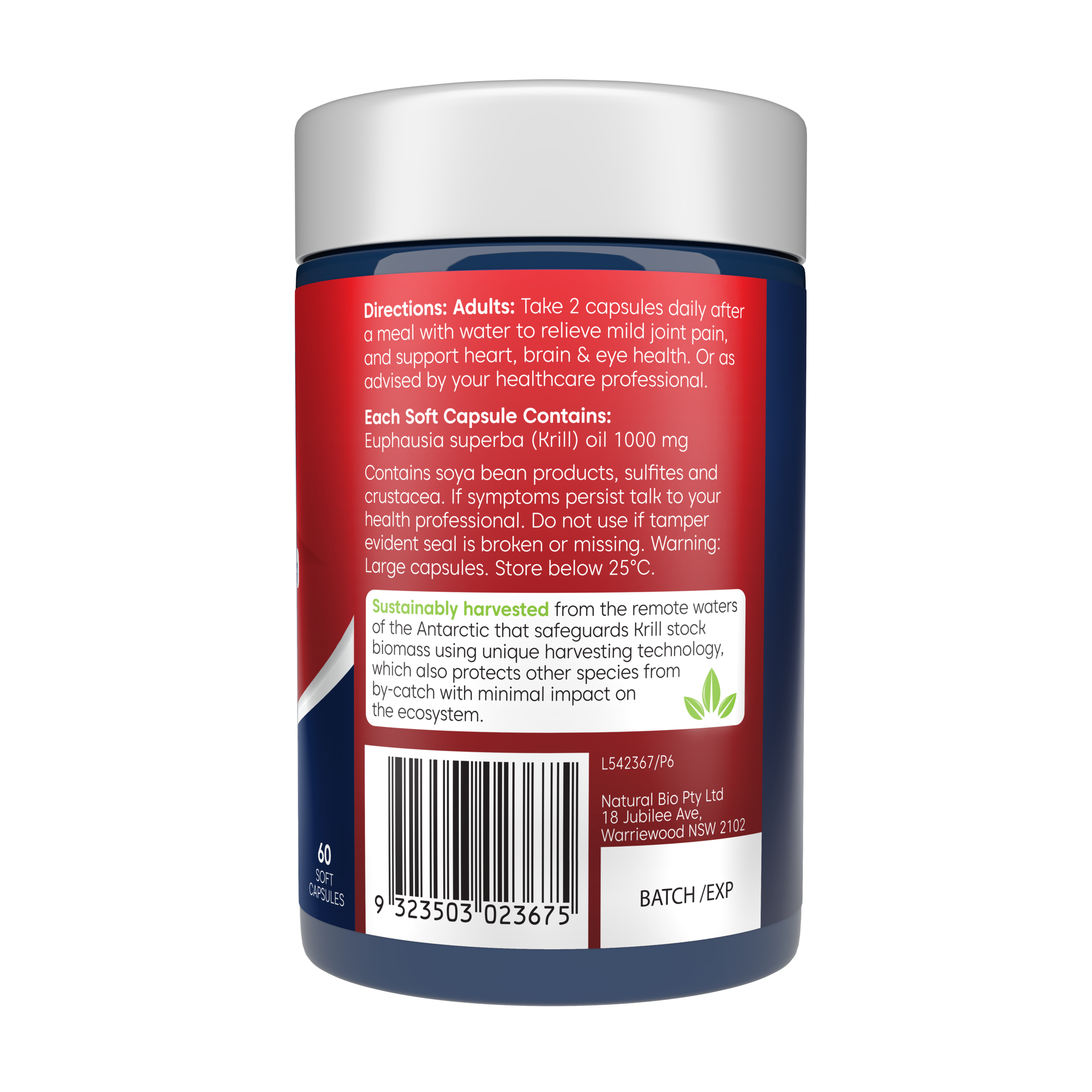 BIOGLAN RED KRILL OIL DOUBLE STRENGTH 1000MG 60 CAPSULES - Image 3