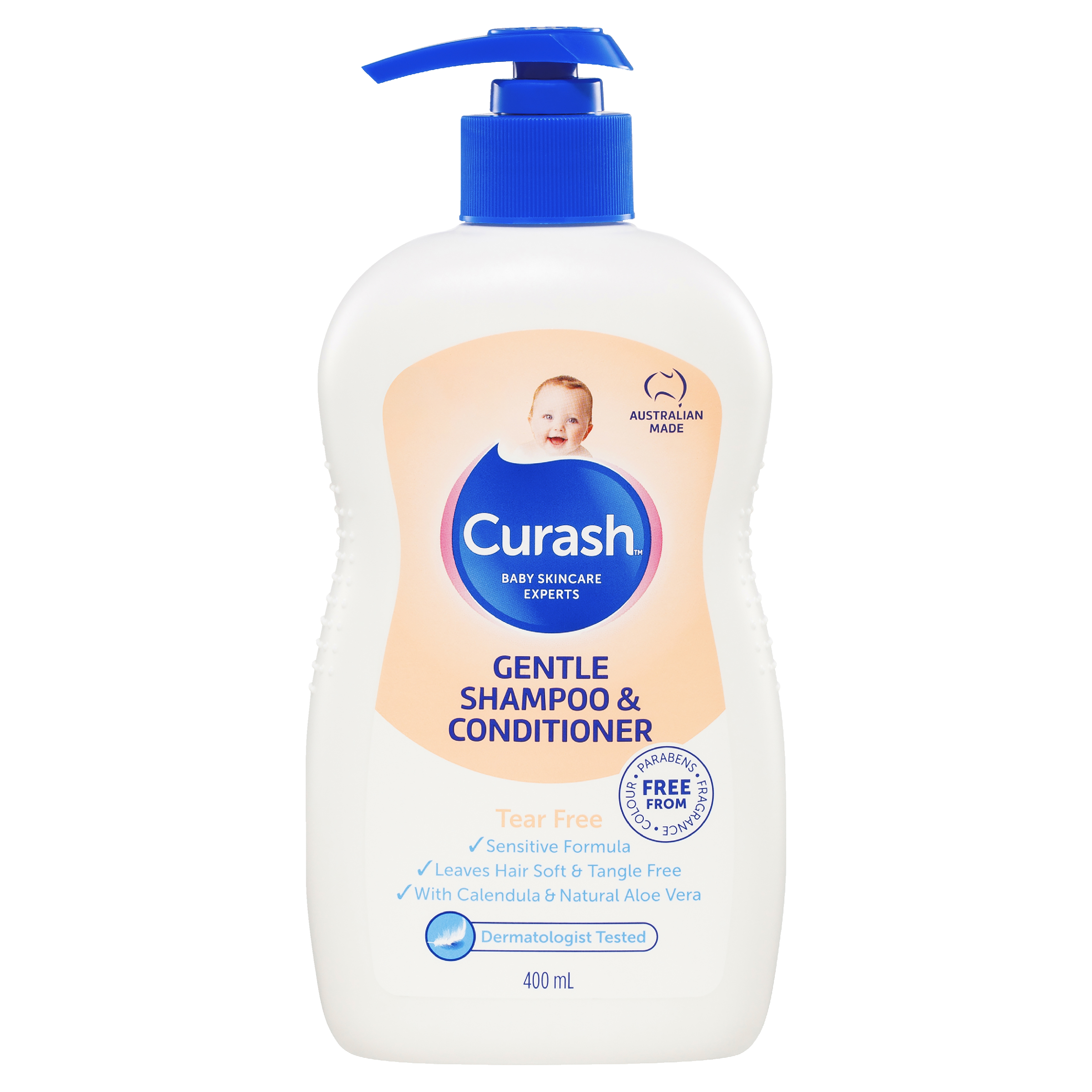 CURASH BABYCARE GENTLE SHAMPOO & CONDITIONER PUMP 400ML