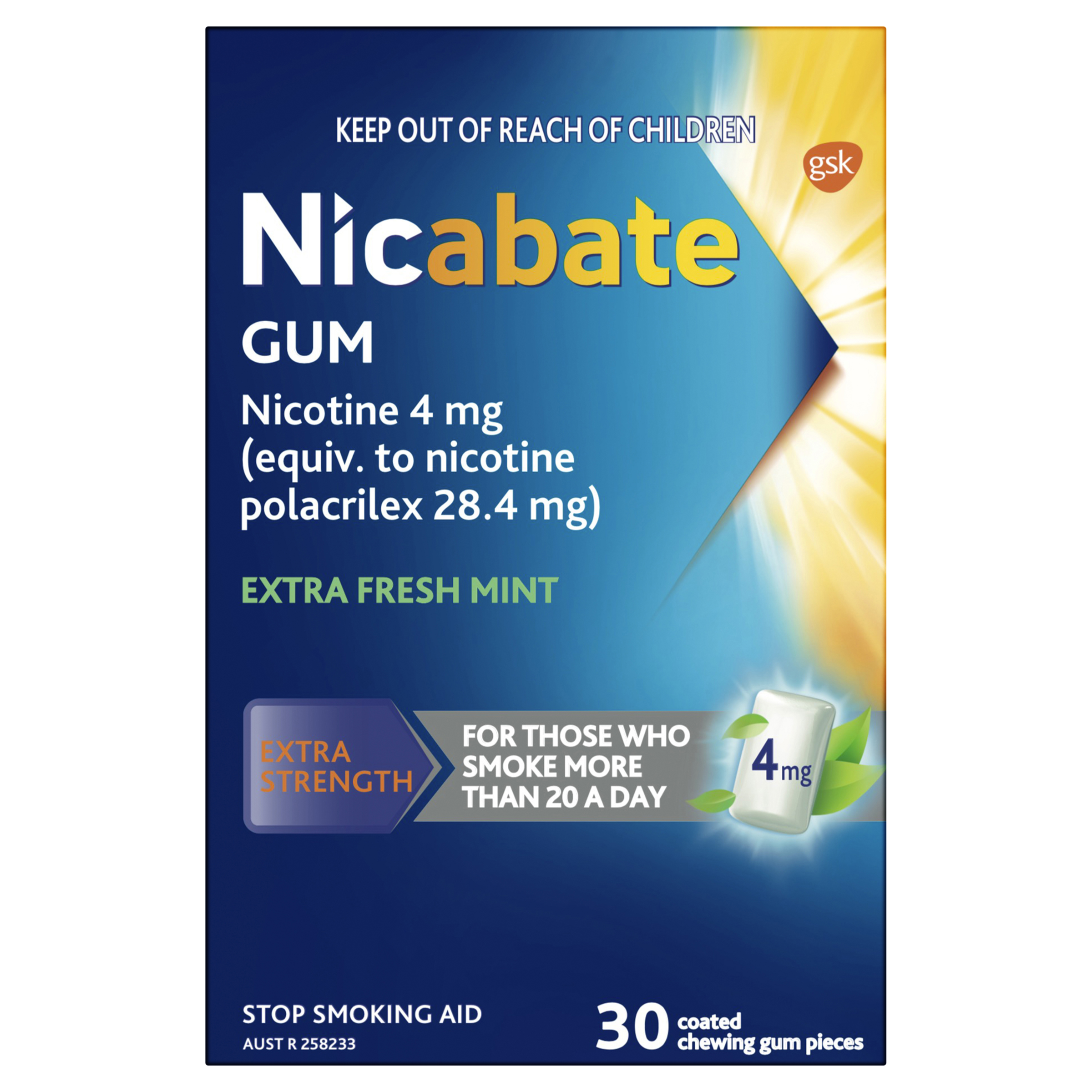 NICABATE EXTRA FRESH 4MG GUM 30 PACK - Image 2