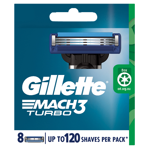 GILLETTE MACH3 TURBO REFILL BLADES 8 PACK