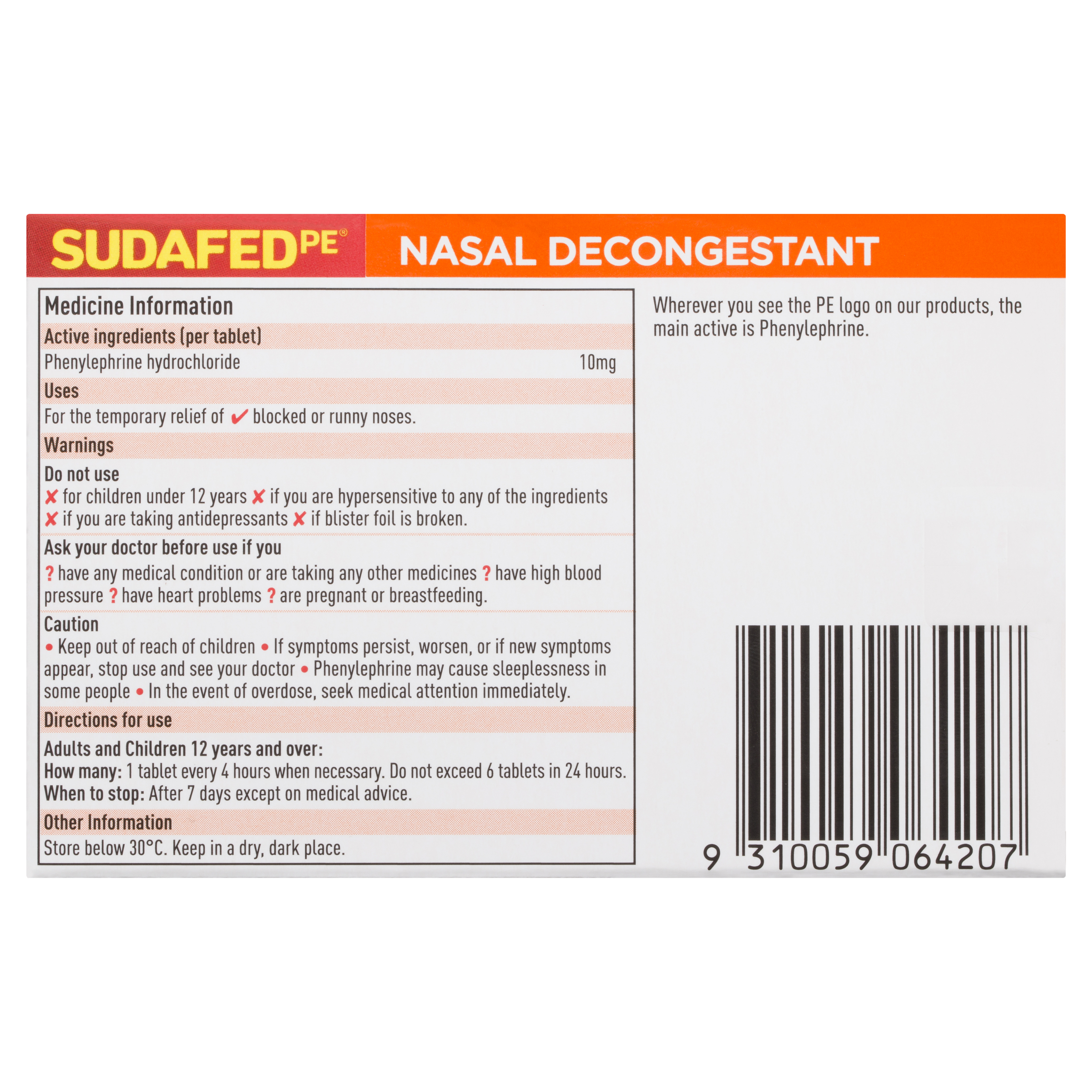 SUDAFED PE NASAL DECONGESTANT 24 TABLETS - Image 4