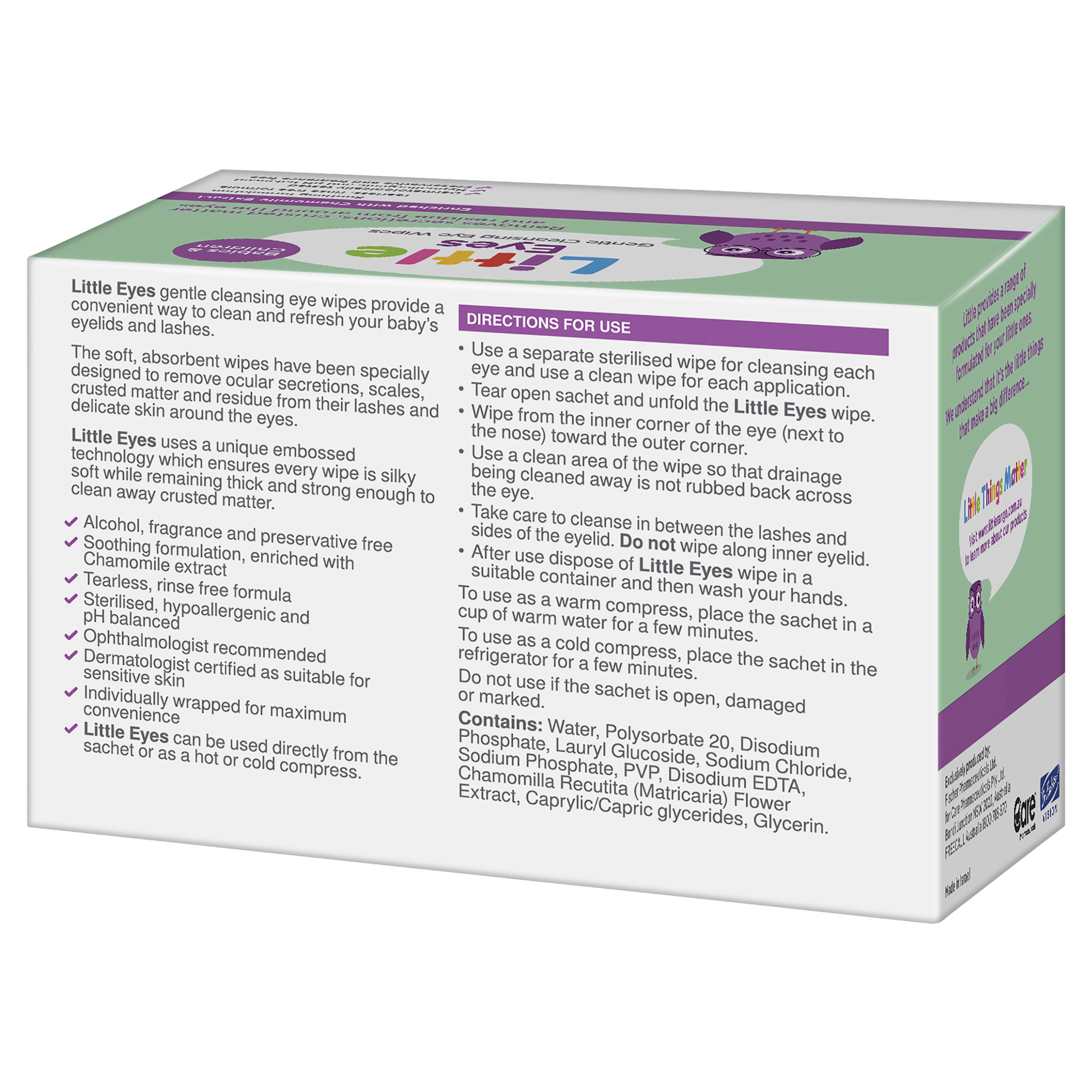 LITTLE EYES GENTLE CLENSING EYE WIPES 30 PACK - Image 4