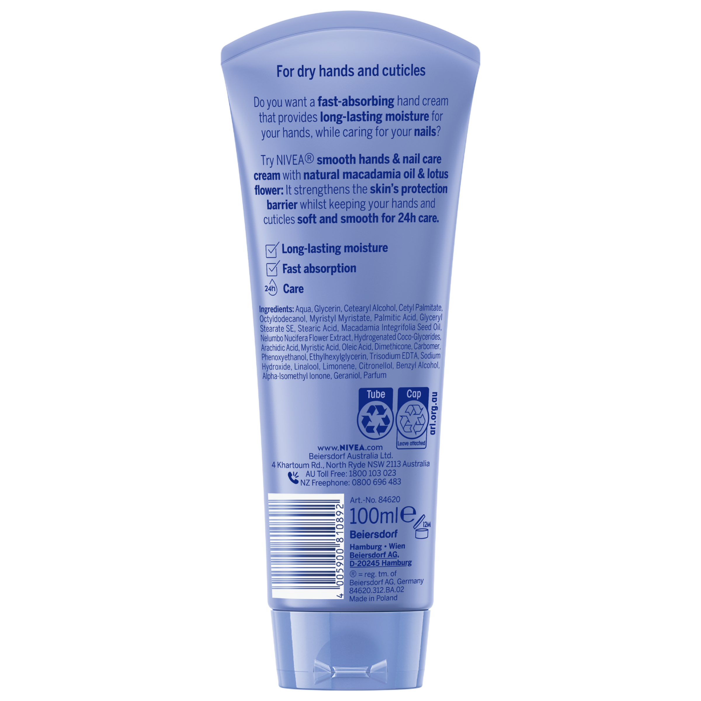 NIVEA SMOOTH HAND & NAIL CARE HAND CREAM 100ML - Image 2