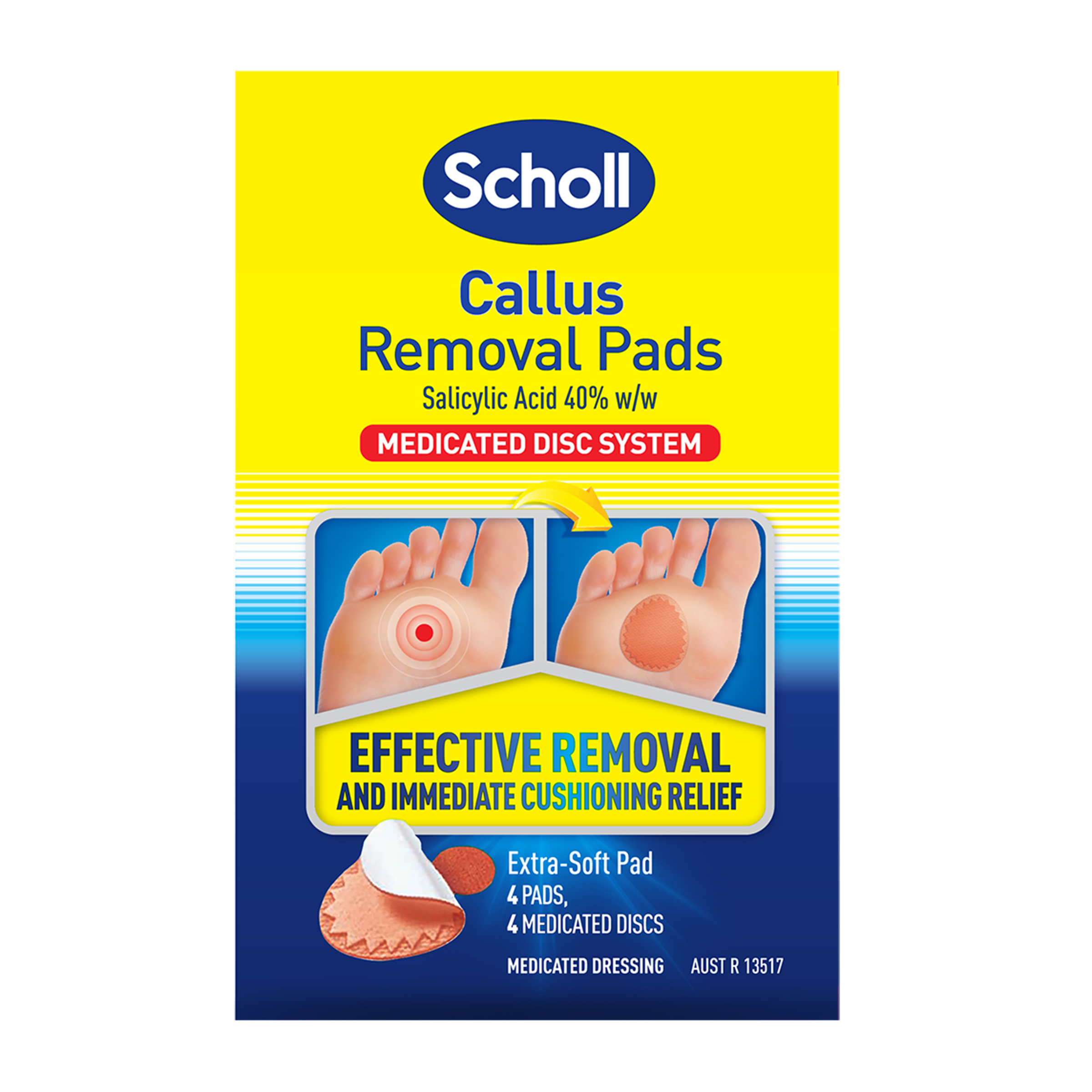 SCHOLL CALLUS REMOVAL PADS 4 PACK
