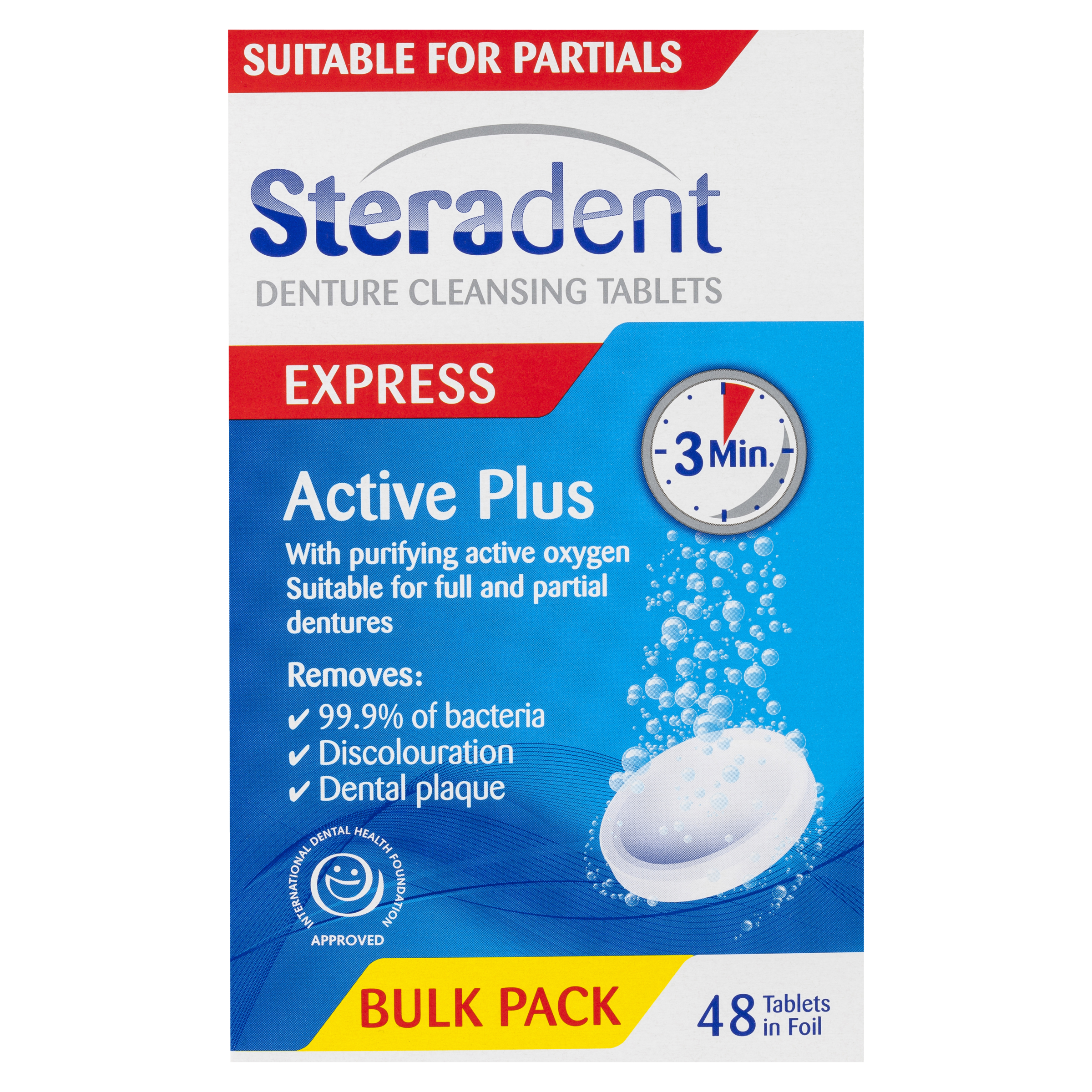 STERADENT DENTURE CLEANSER ACTIVE PLUS 48 TABLETS - Image 2