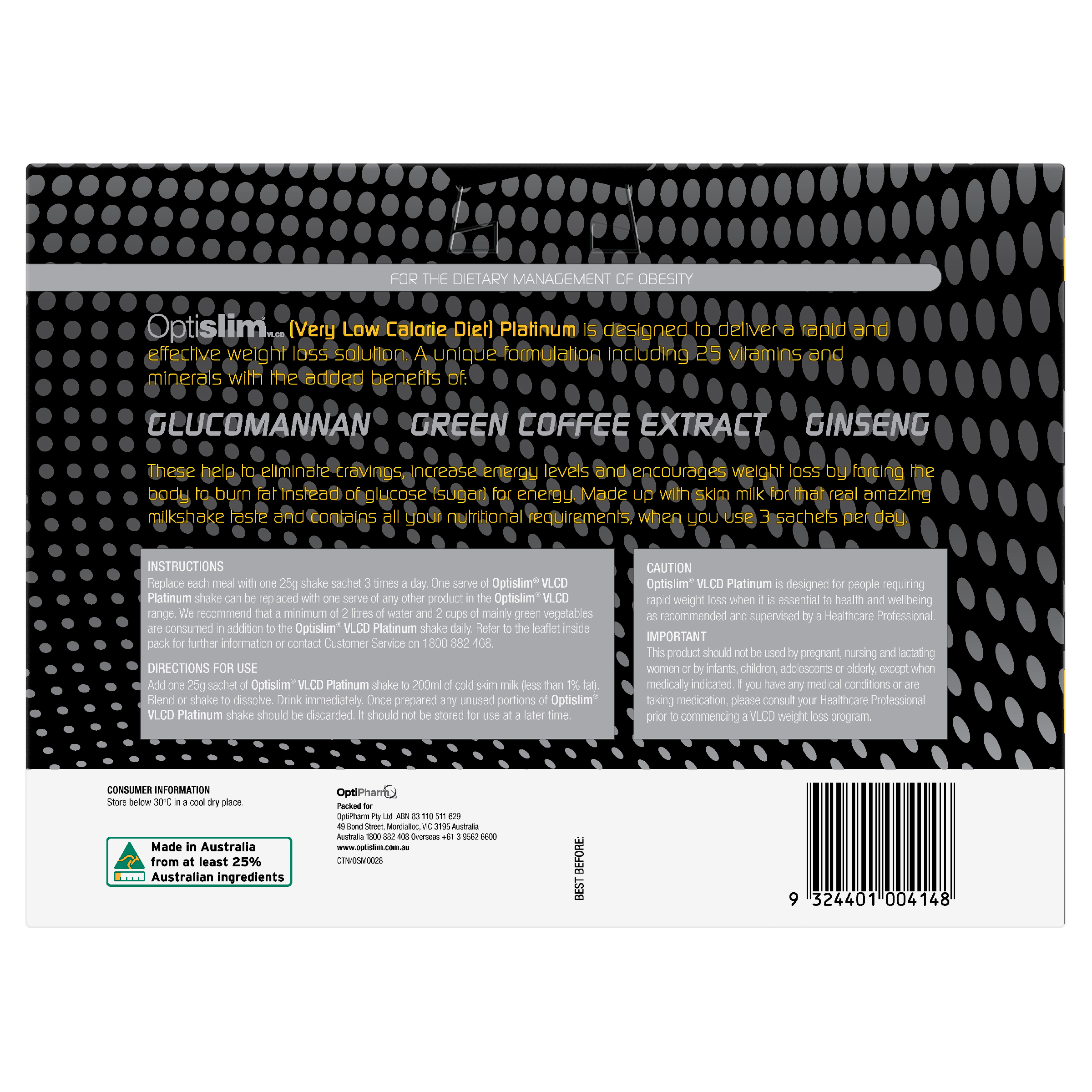 OPTISLIM VLCD PLATINUM SHAKE COFFEE 25G 21 PACK - Image 4