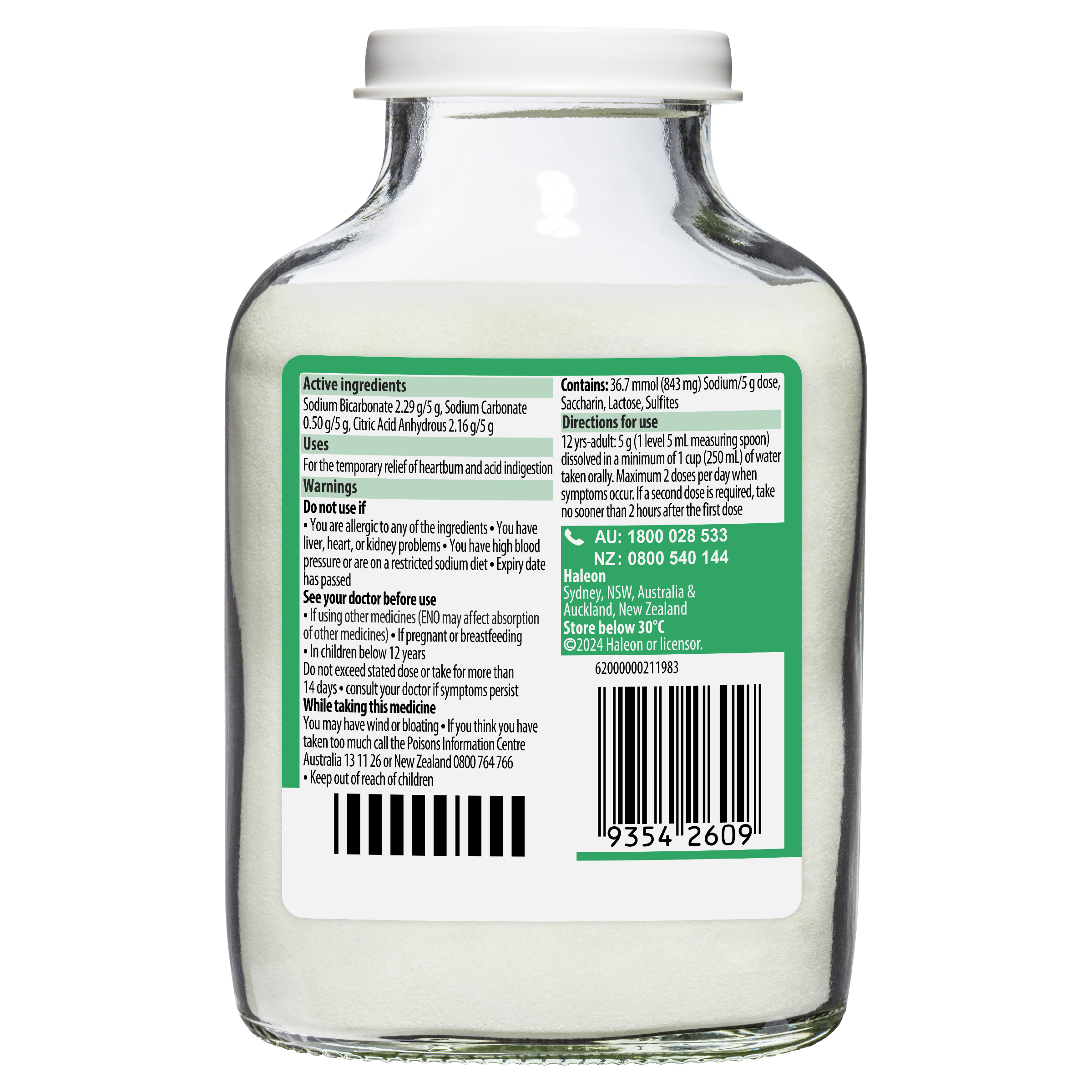 ENO HEARTBURN AND INDIGESTION RELIEF LEMON POWDER 200G - Image 2