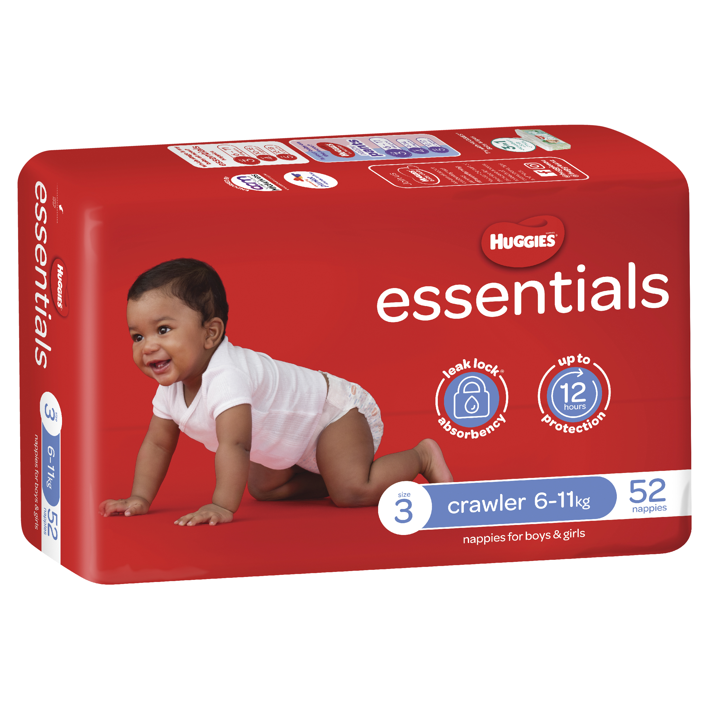 HUGGIES ESSENTIALS NAPPIES CRAWLER 52 PACK