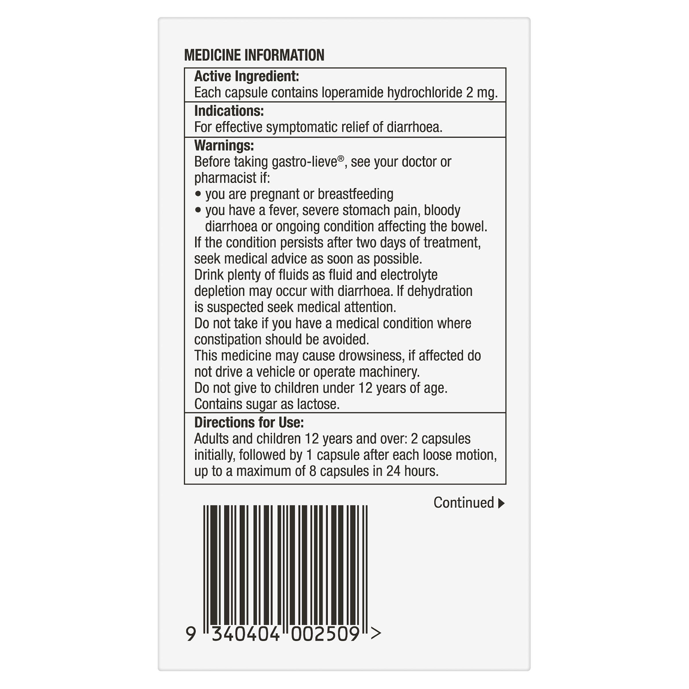 GASTRO-LIEVE DIARRHOEA RELIEF 20 CAPSULES - Image 4