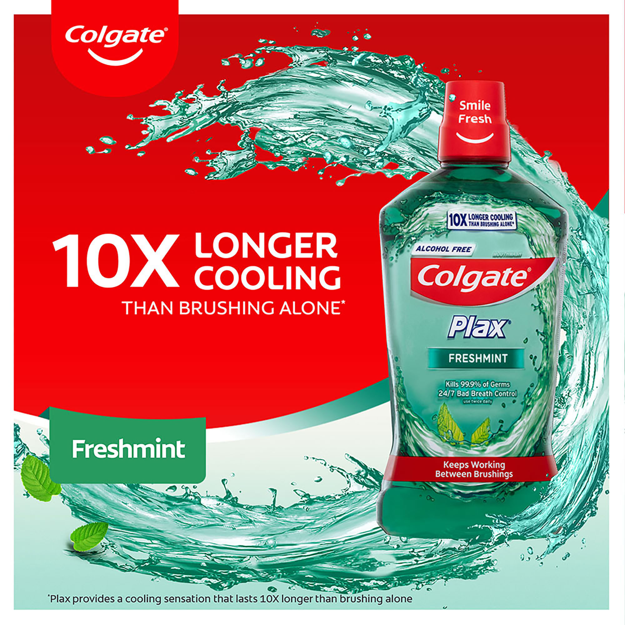COLGATE MOUTHWASH PLAX ALCOHOL FREE FRESHMINT 500ML - Image 4