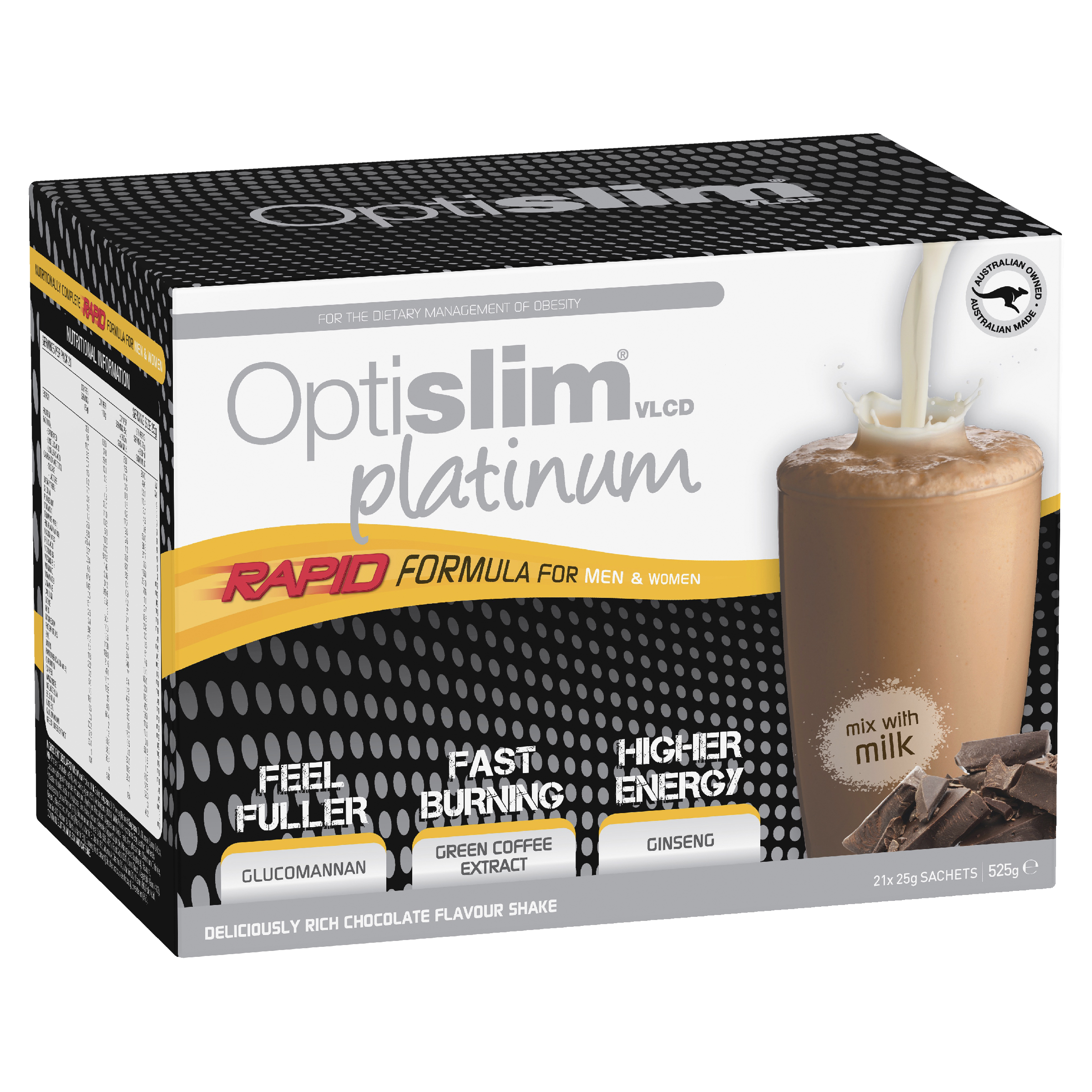 OPTISLIM VLCD PLATINUM SHAKE CHOCOLATE 25G 21 PACK