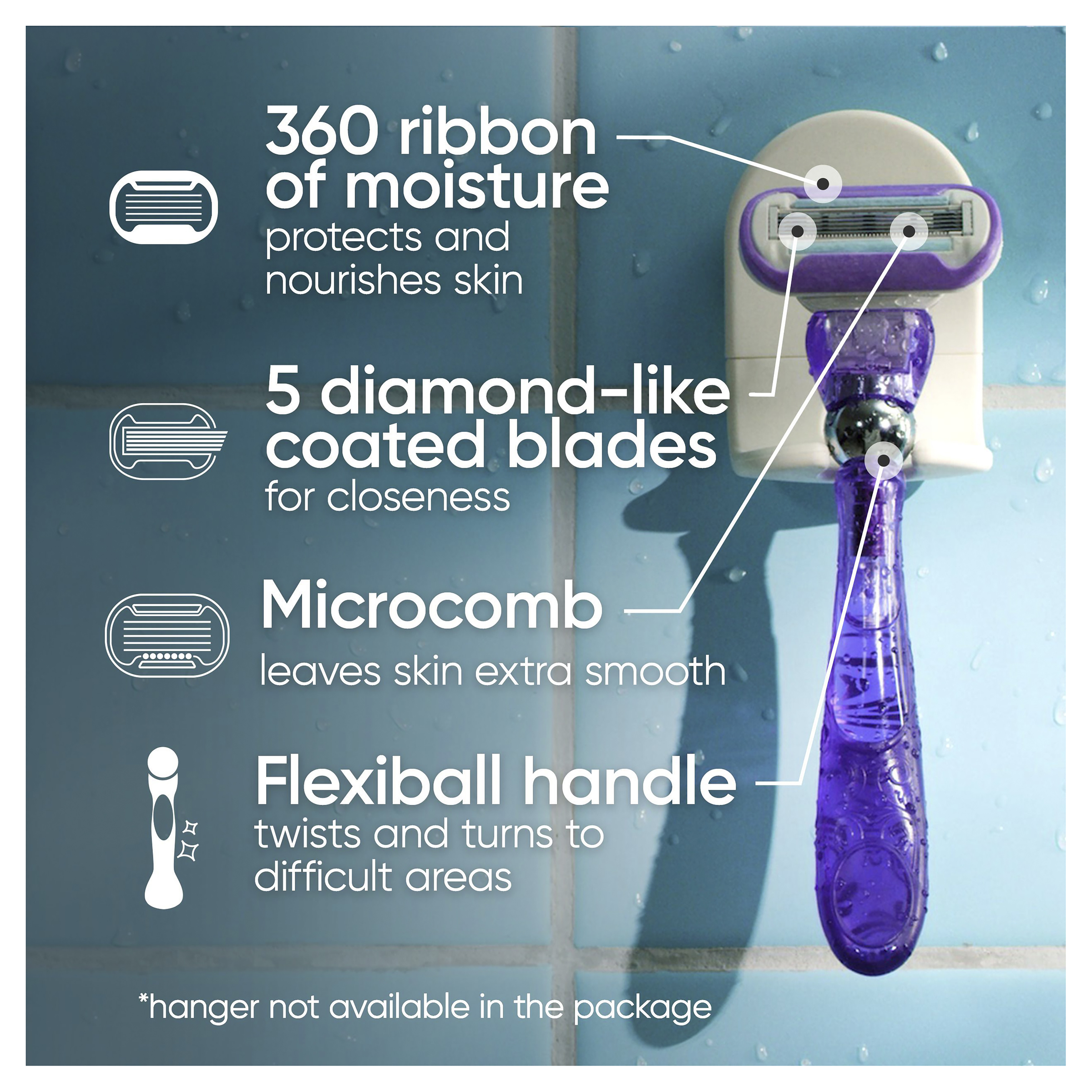 GILLETTE VENUS DELUXE SMOOTH SWIRL RAZOR + 2 BLADES - Image 6