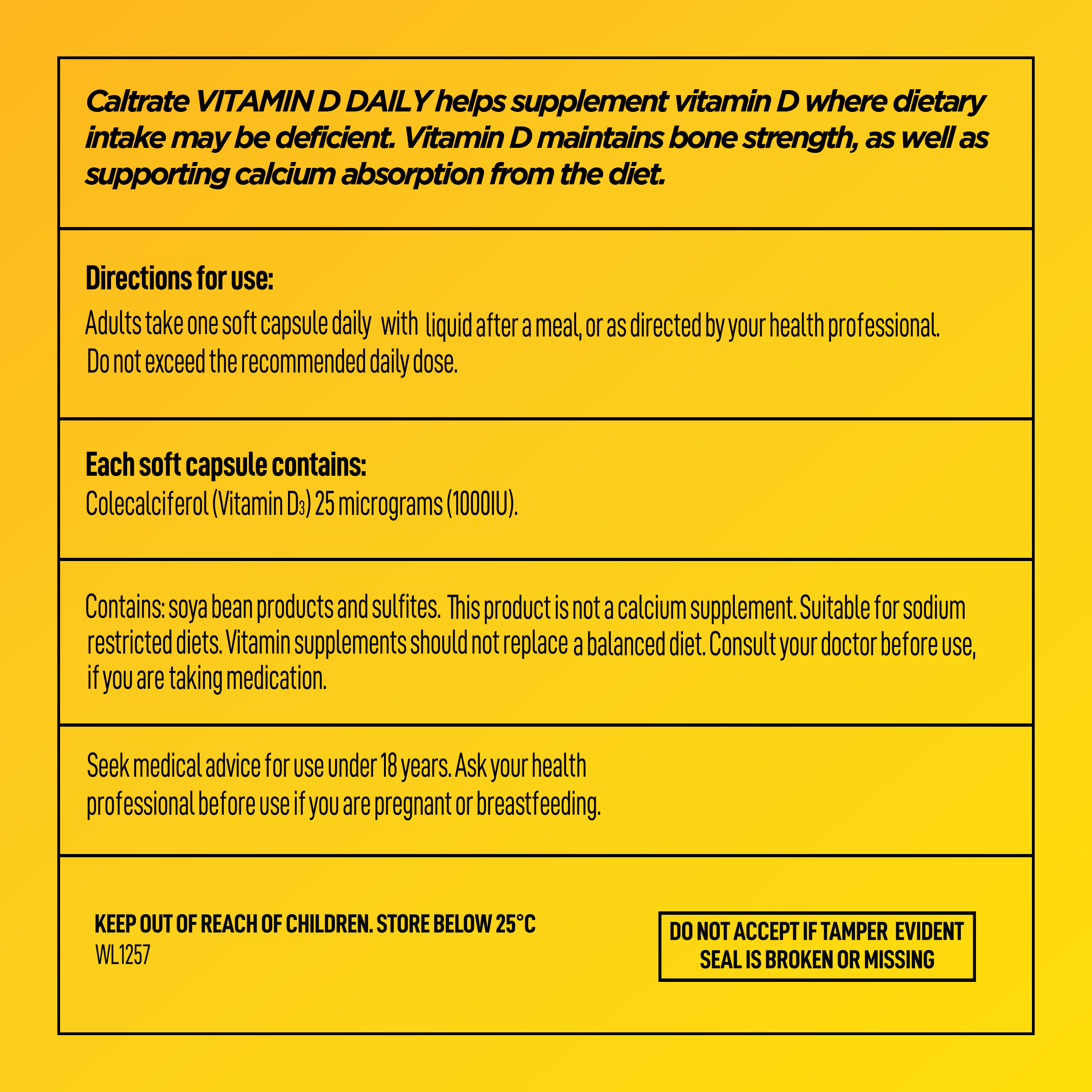 CALTRATE VITAMIN D DAILY 1000IU 180 CAPSULES - Image 3