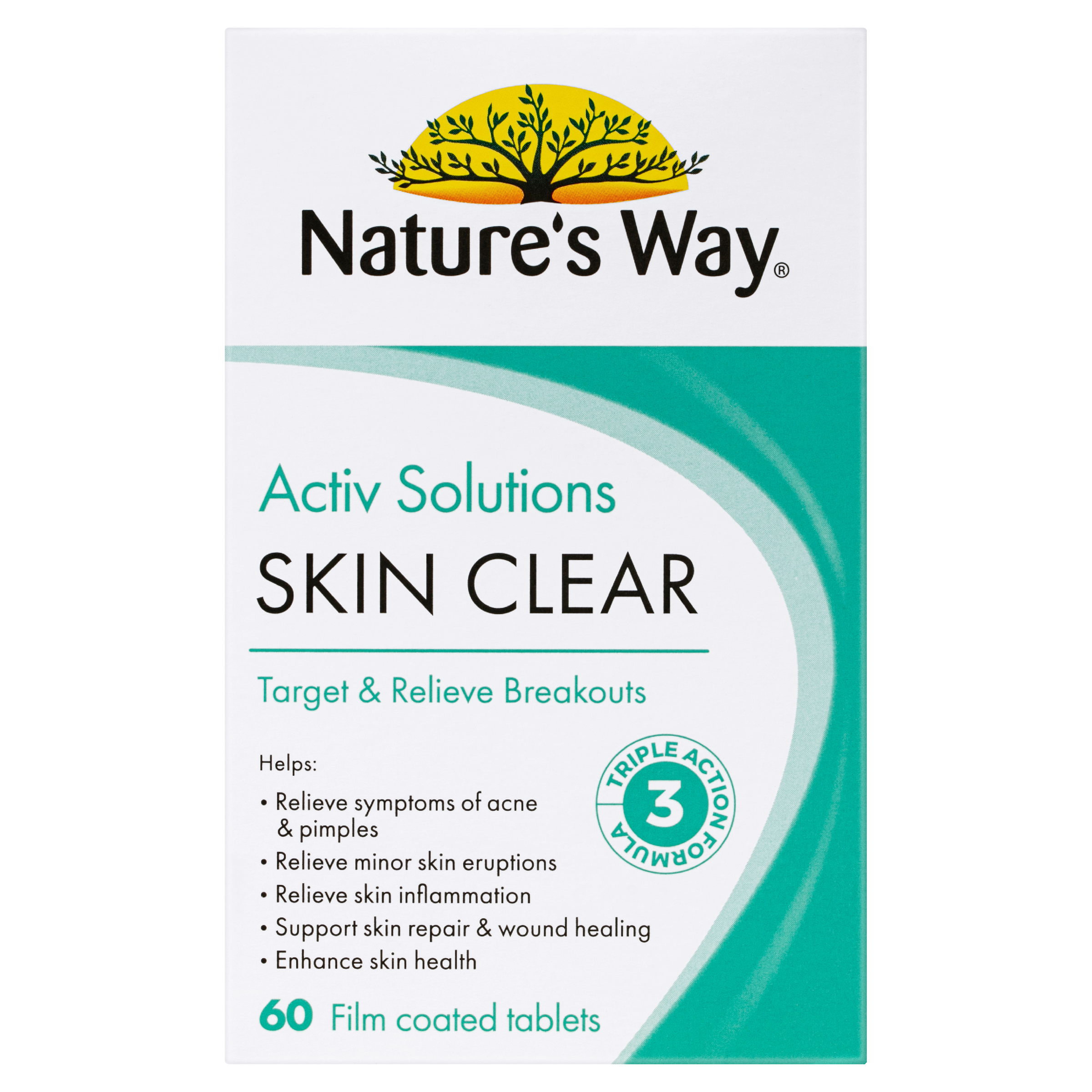 NATURES WAY ACTIVE SOLUTIONS SKIN CLEAR 60 TABLETS